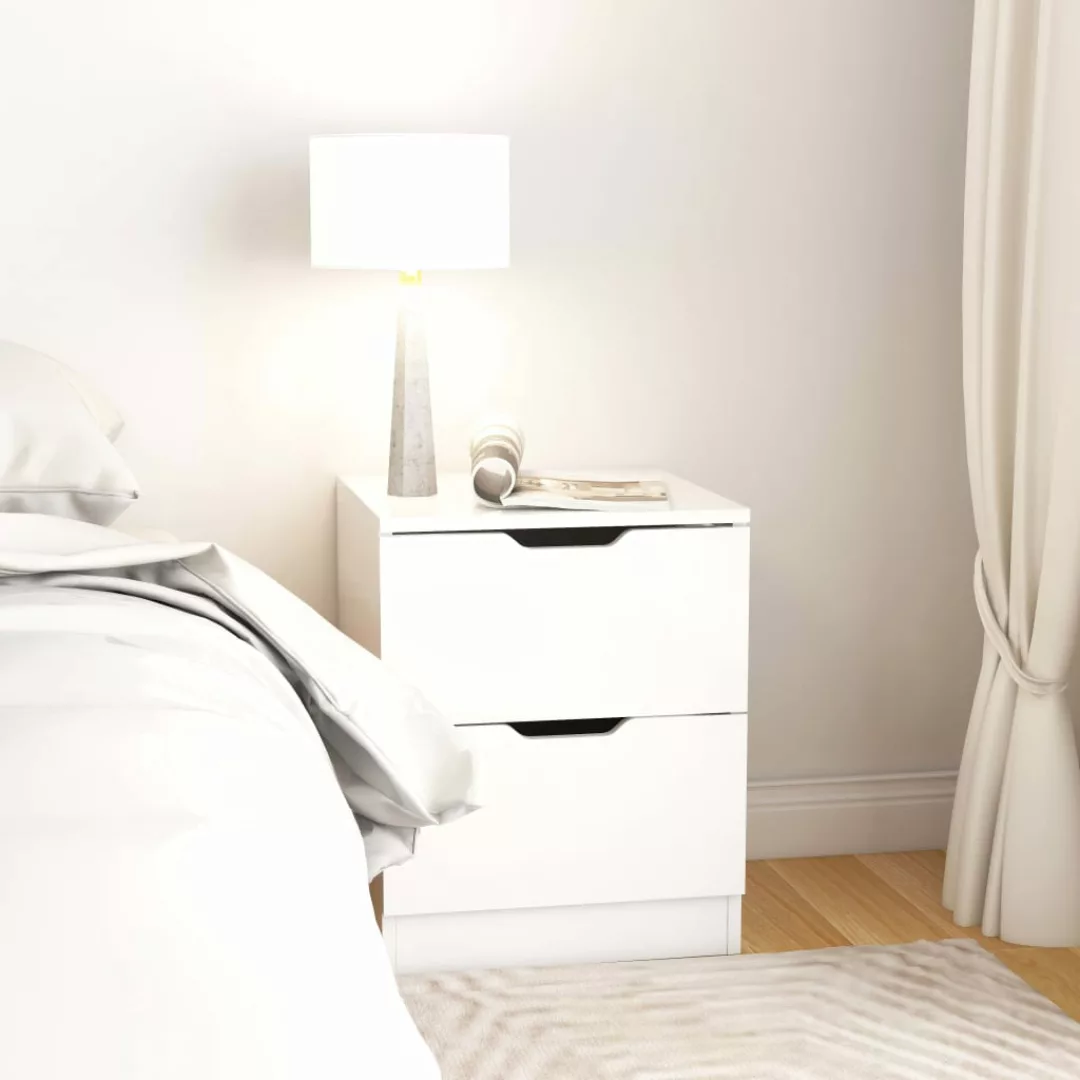 Nachttisch Hochglanz-weiß 40x40x50 Cm Spanplatte günstig online kaufen