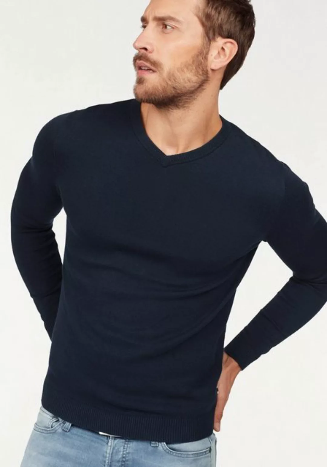 Jack & Jones V-Ausschnitt-Pullover "JJEBASIC KNIT V-NECK" günstig online kaufen