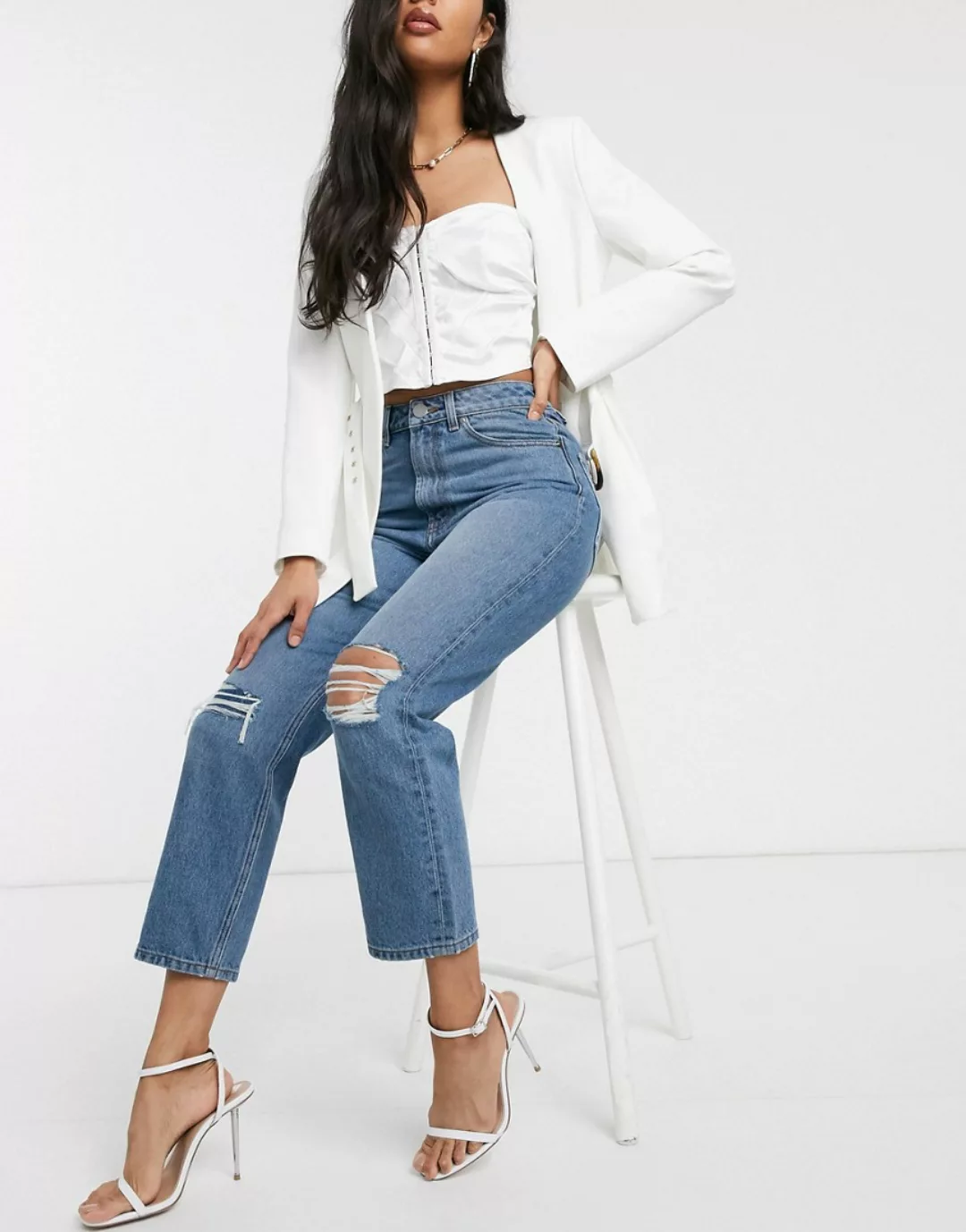 ASOS DESIGN – Florence Authentic – Jeans aus recyceltem Material mit gerade günstig online kaufen