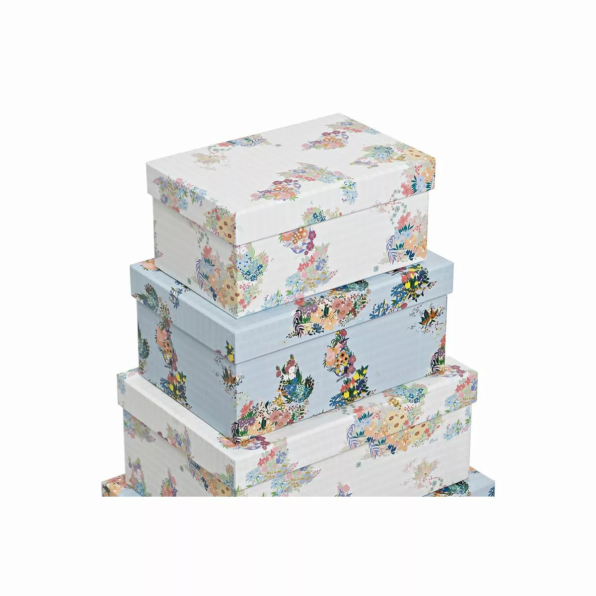 Satz Stapelbarer Organizerboxen Dkd Home Decor Blau Weiß Blomster Pappe (43 günstig online kaufen