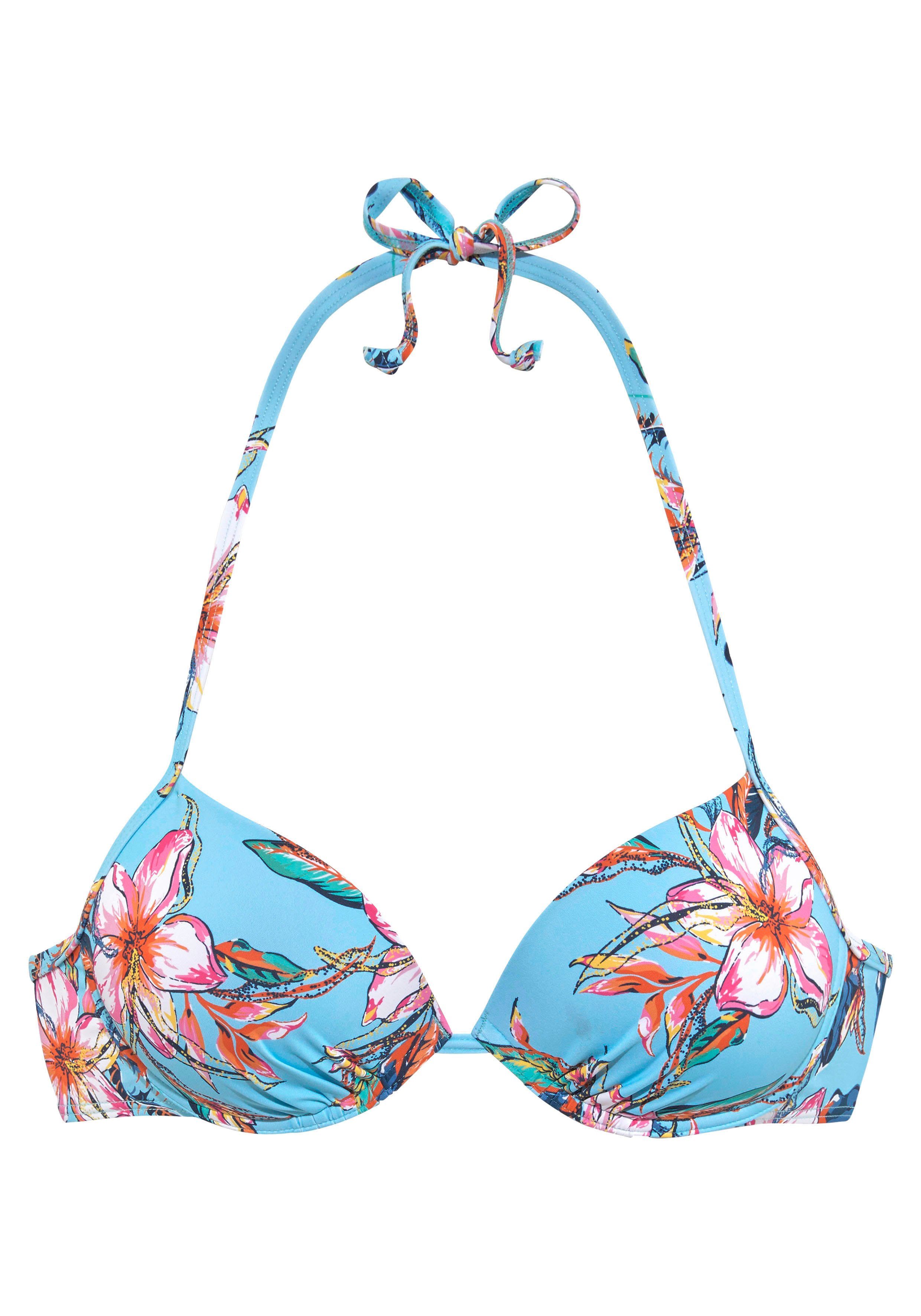 LASCANA Push-Up-Bikini-Top Malia, mit tropischem Print günstig online kaufen