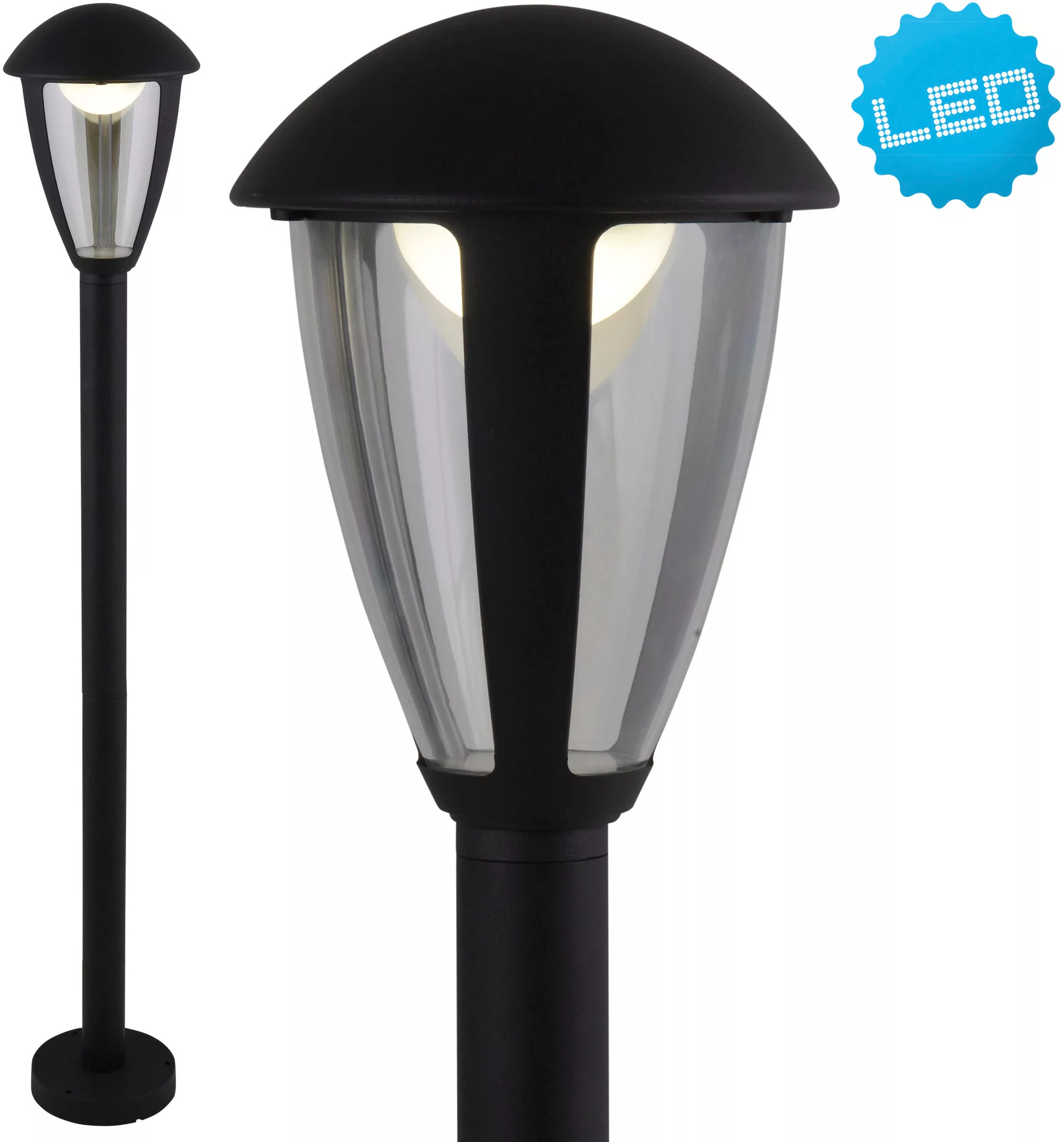 näve LED Außen-Stehlampe "Clint", 1 flammig-flammig, Aluminium schwarz Kuns günstig online kaufen
