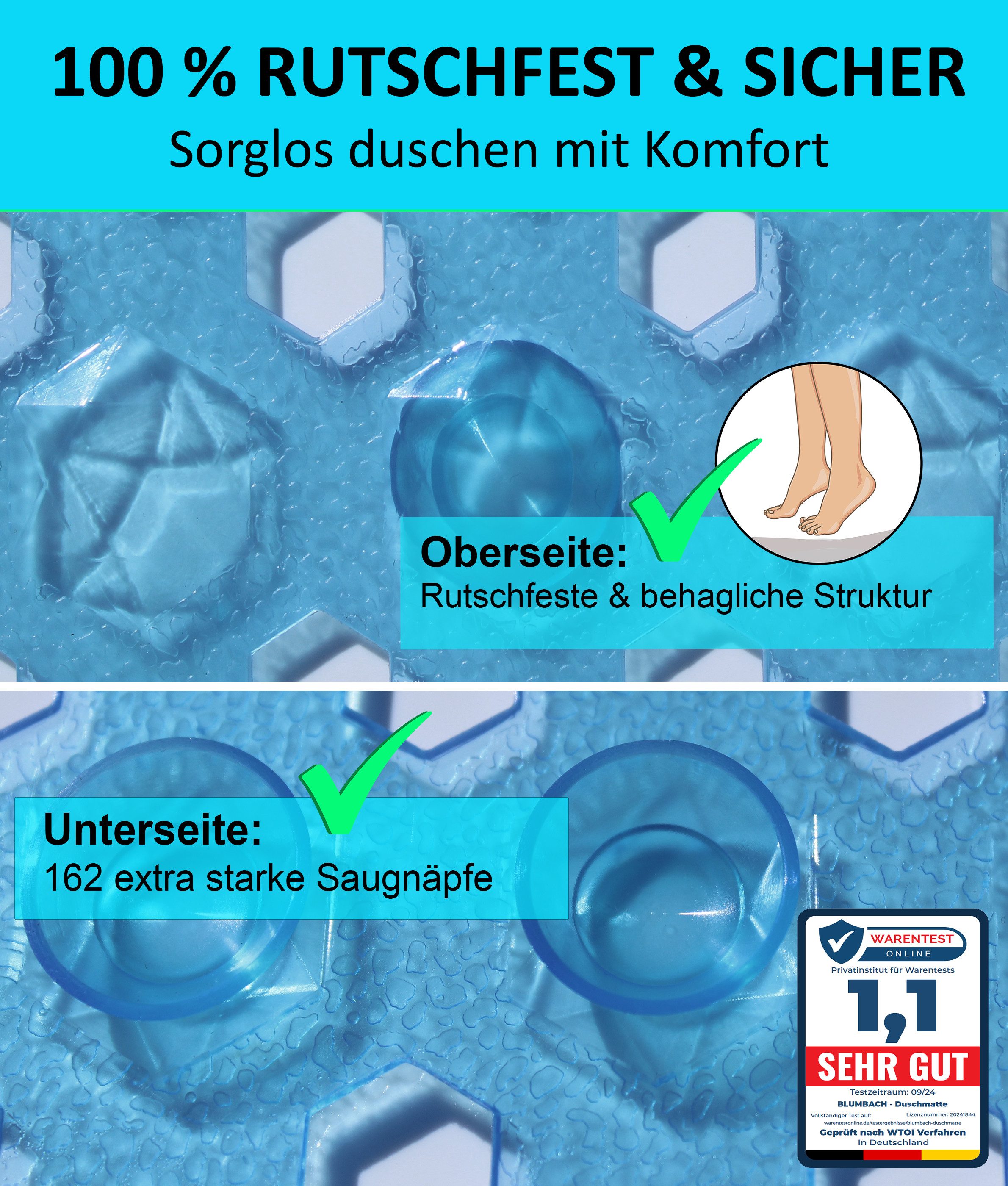 Blumbach Duschmatte - griffige Antirutschmatte Diamant günstig online kaufen