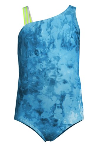 Sport-Badeanzug, Größe: 122/128, Blau, Elasthan, by Lands' End, Türkis/Balt günstig online kaufen