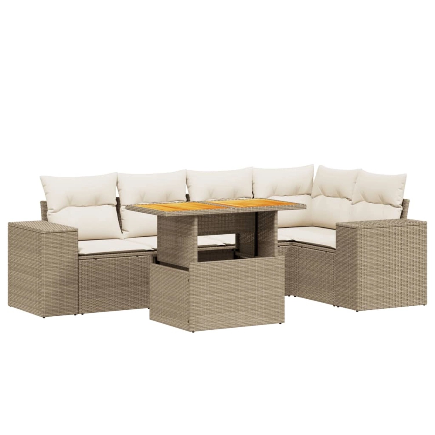vidaXL 6-Tlg Garten-Sofagarnitur mit Kissen Beige Poly Rattan 3272626 günstig online kaufen