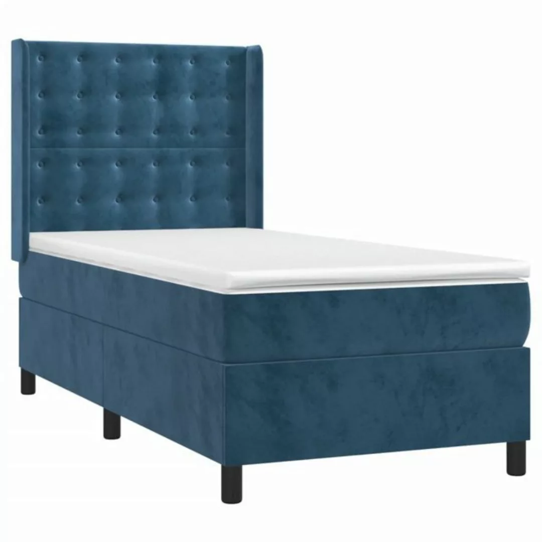 vidaXL Bett Boxspringbett mit Matratze Dunkelblau 90x190 cm Samt günstig online kaufen