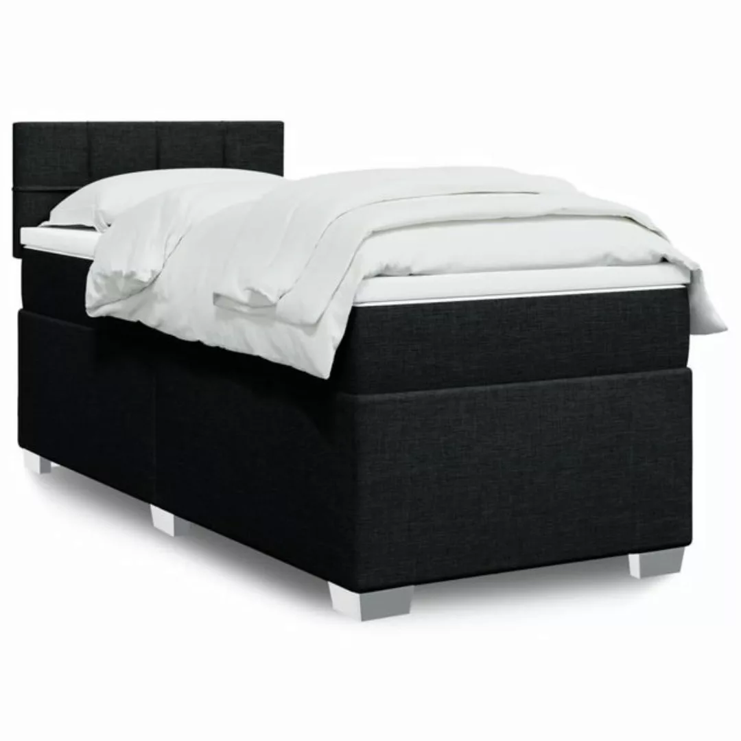 furnicato Bettgestell Boxspringbett mit Matratze Schwarz 80x200 cm Stoff günstig online kaufen