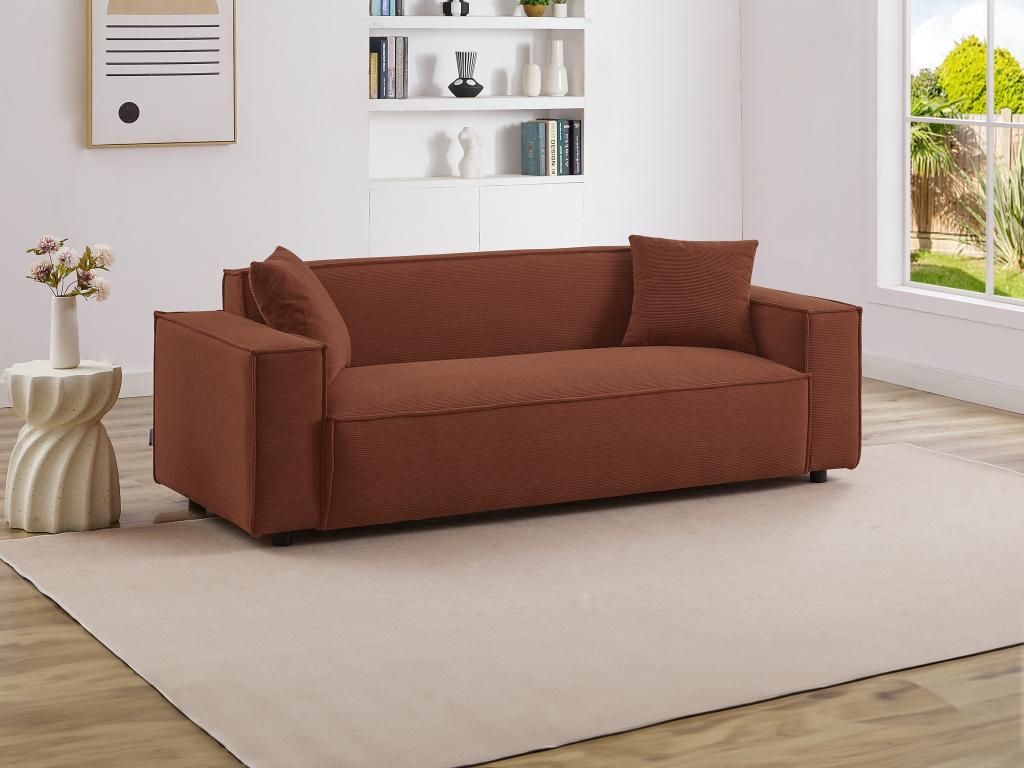 Sofa 3-Sitzer - Cord - Terracotta - BORORE günstig online kaufen