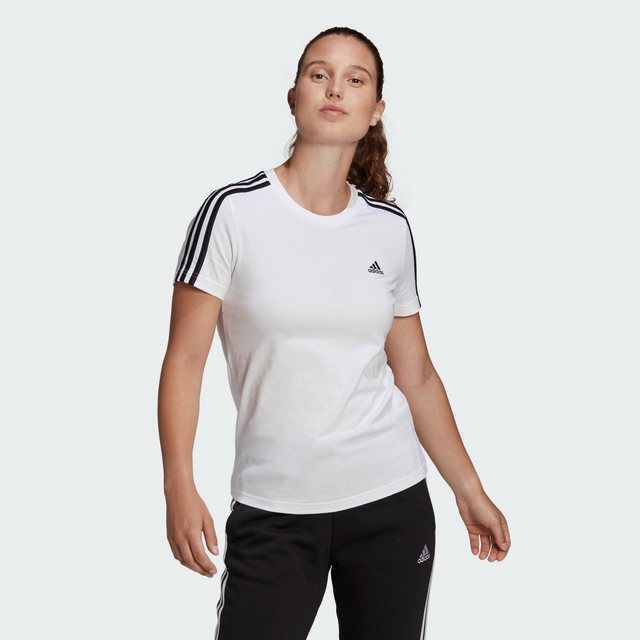 adidas Sportswear T-Shirt LOUNGEWEAR ESSENTIALS SLIM 3-STREIFEN T-SHIRT günstig online kaufen