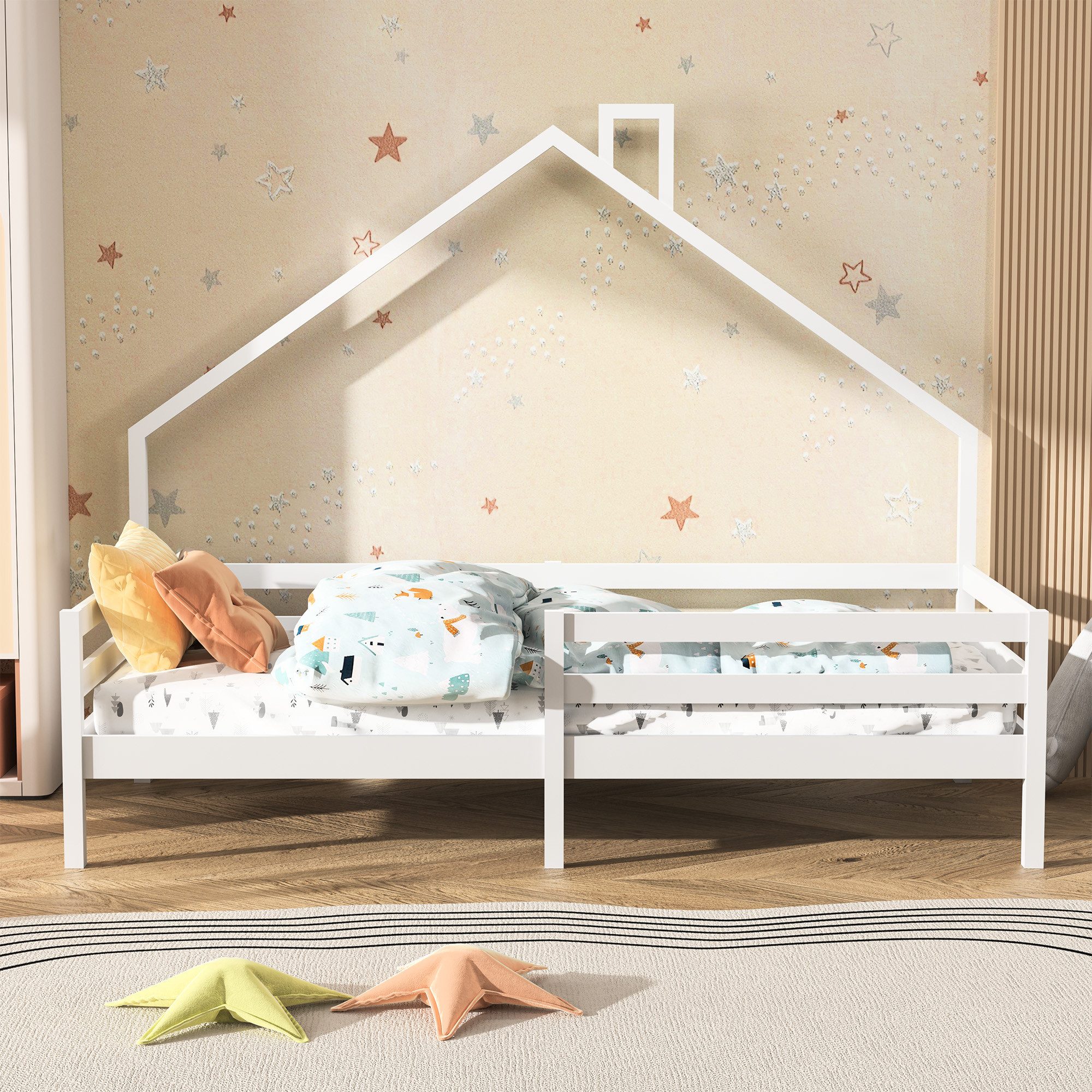 FUROKOY Kinderbett Massivholzbett 90x200 cm Holzbett günstig online kaufen