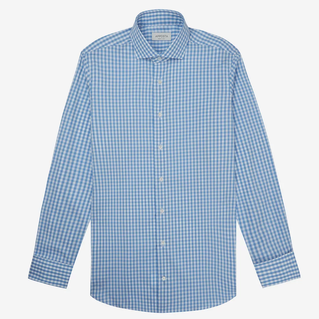 Hemd  karos gingham  hellblau 100% baumwolle wrinkle free popeline, kragenf günstig online kaufen