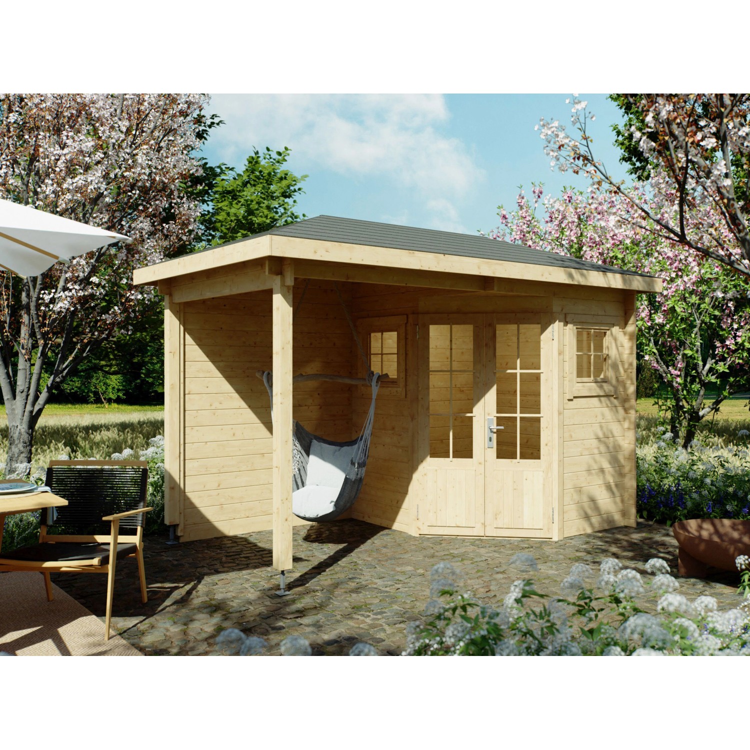 Fjordholz 5-Eck Gartenhaus Modell Evelyn 1B Farblos Imprägniert günstig online kaufen