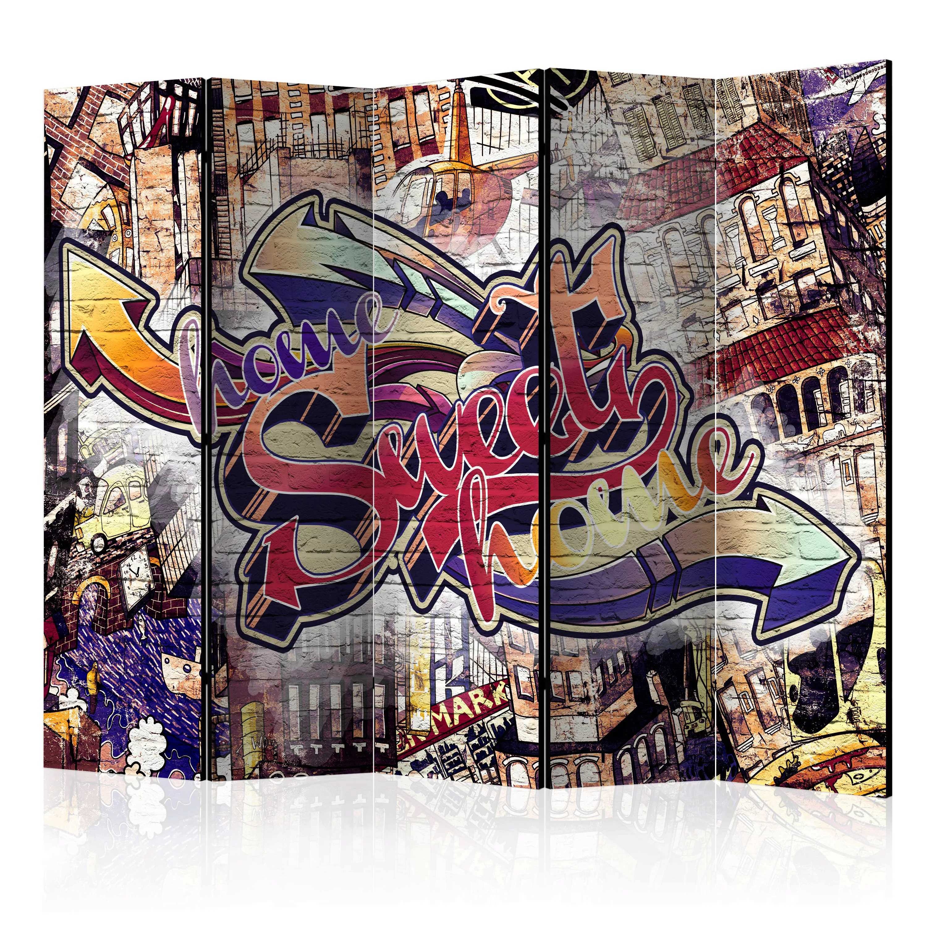 5-teiliges Paravent - Cool Graffiti Ii [room Dividers] günstig online kaufen