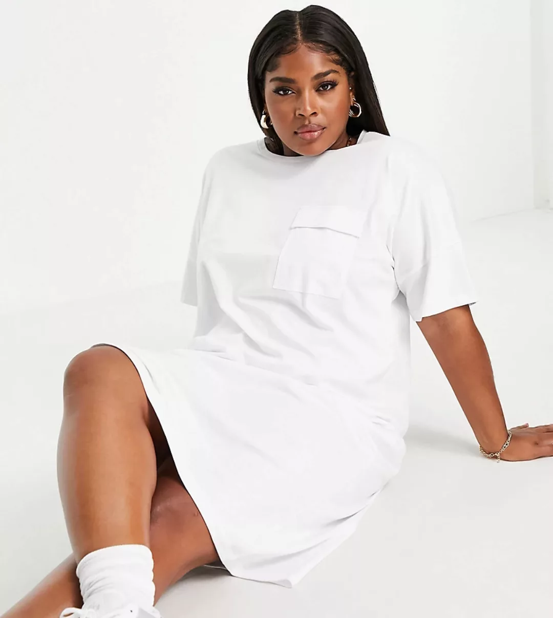 Noisy May Curve – Exklusives T-Shirt-Kleid in Midi-Länge aus Bio-Baumwolle günstig online kaufen