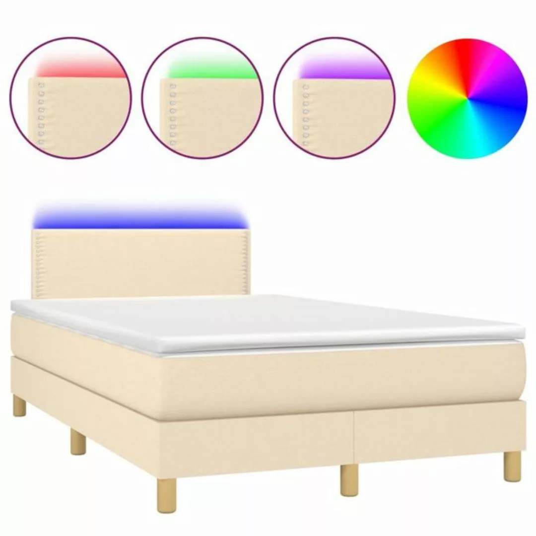 vidaXL Boxspringbett Boxspringbett mit Matratze LED Creme 120x200 cm Stoff günstig online kaufen