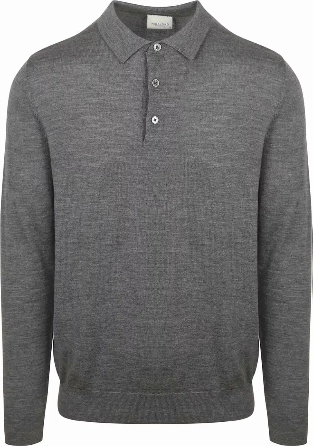 Profuomo Longsleeve Poloshirt Merinowolle Grau - Größe XL günstig online kaufen