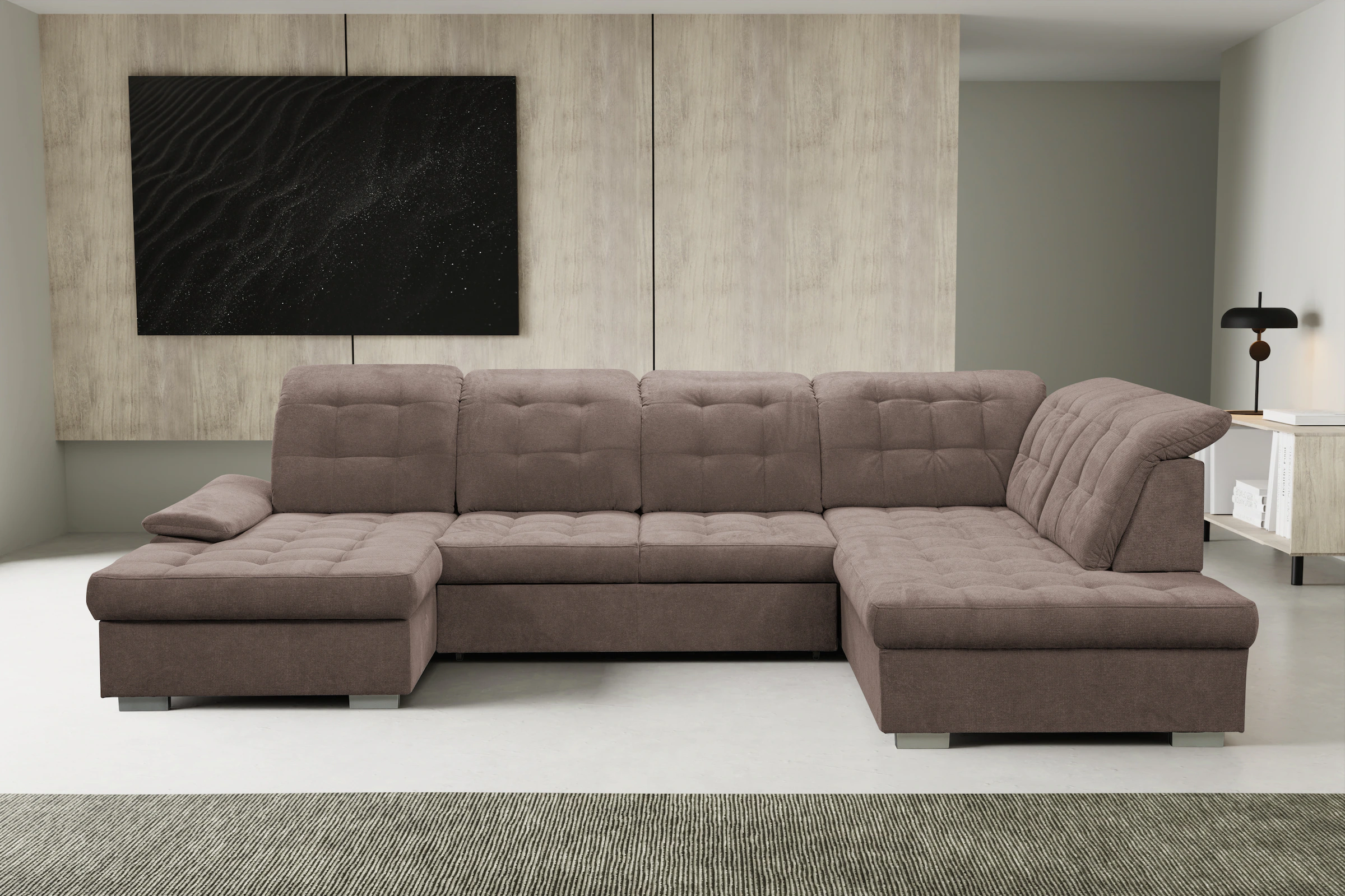 WERK2 Wohnlandschaft »Kordula-New Multifunktion Couch, Breite 332cm, U-Form günstig online kaufen