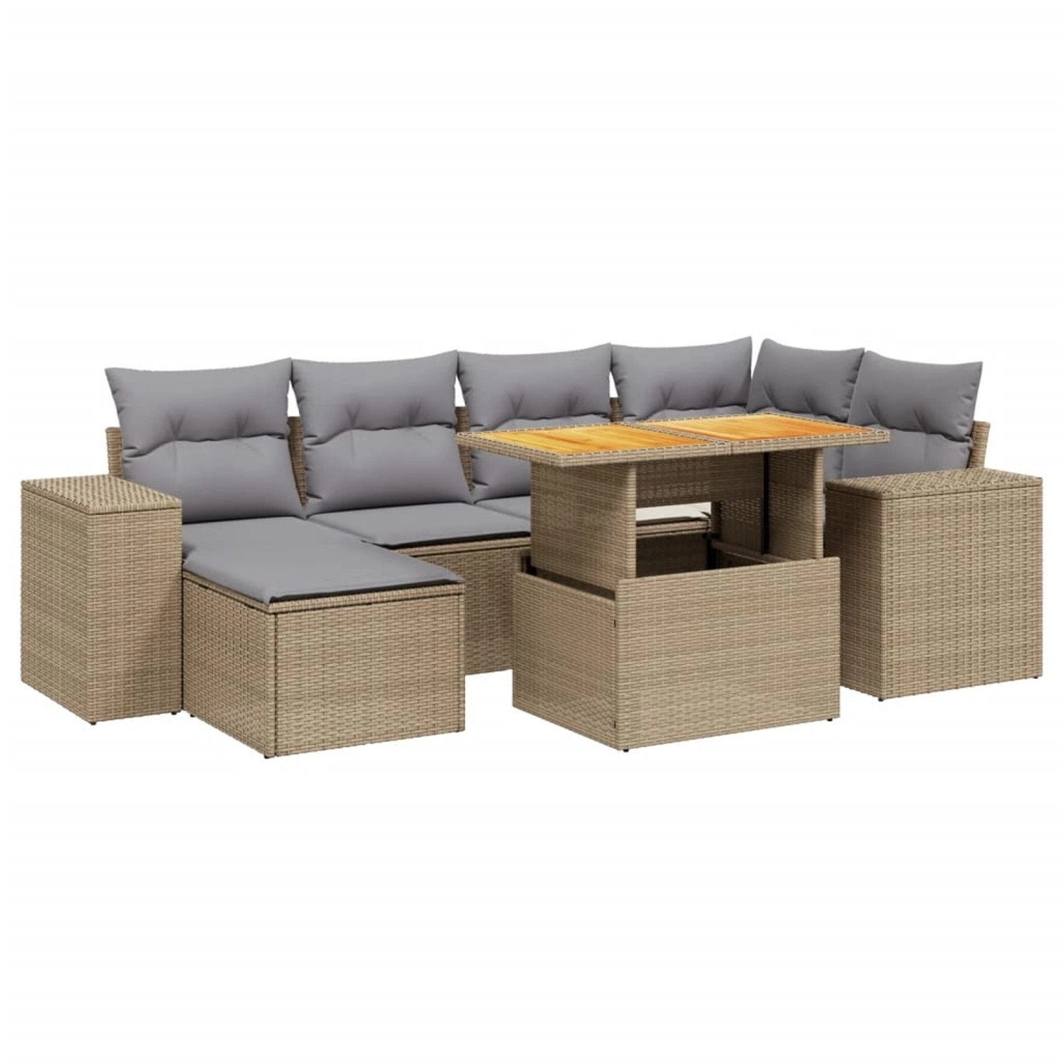 vidaXL 7-tlg Garten-Sofagarnitur mit Kissen Beige Poly Rattan Modell 324 günstig online kaufen