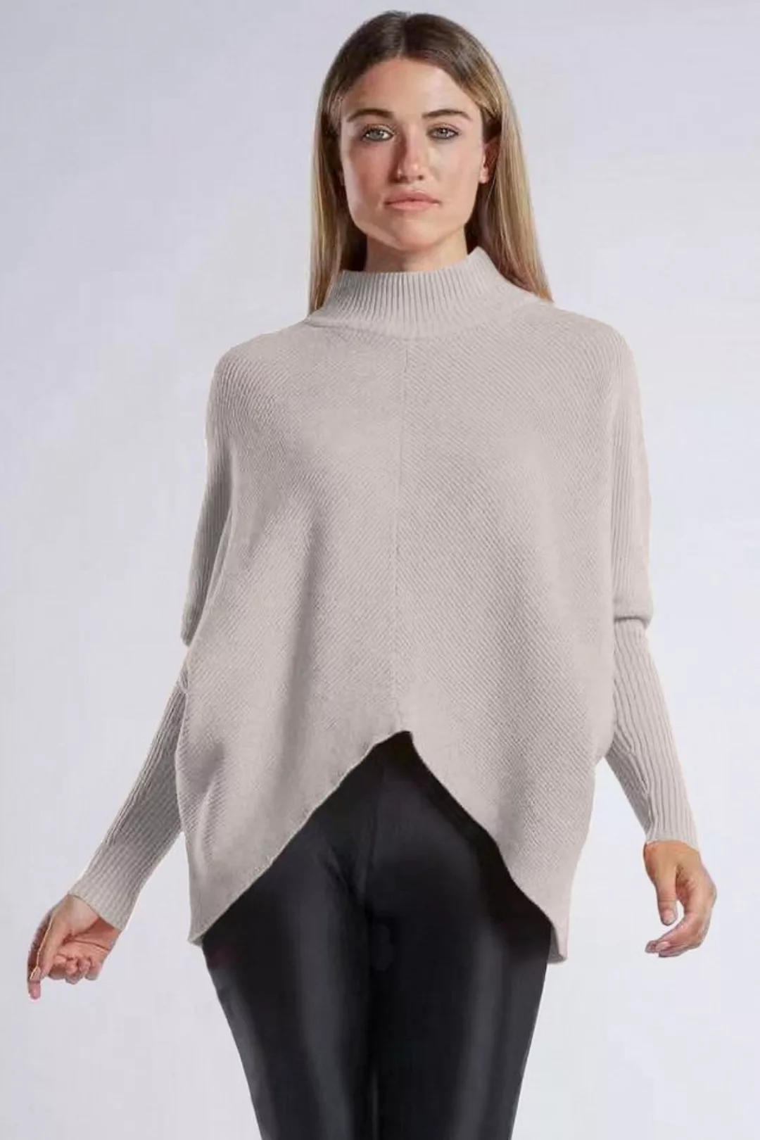 PEKIVESSA Strickpullover Oversized Rippstrick Pullover Damen Fledermausärme günstig online kaufen