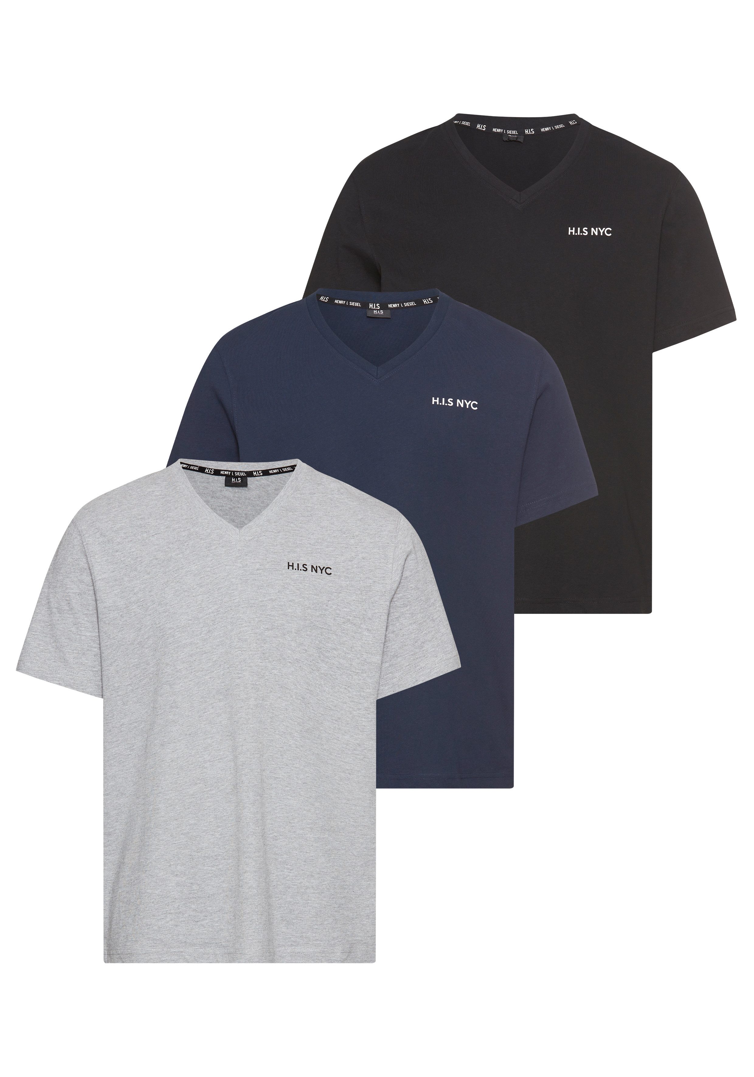 H.I.S V-Shirt (3-er Pack) Kurzarm, Slim günstig online kaufen