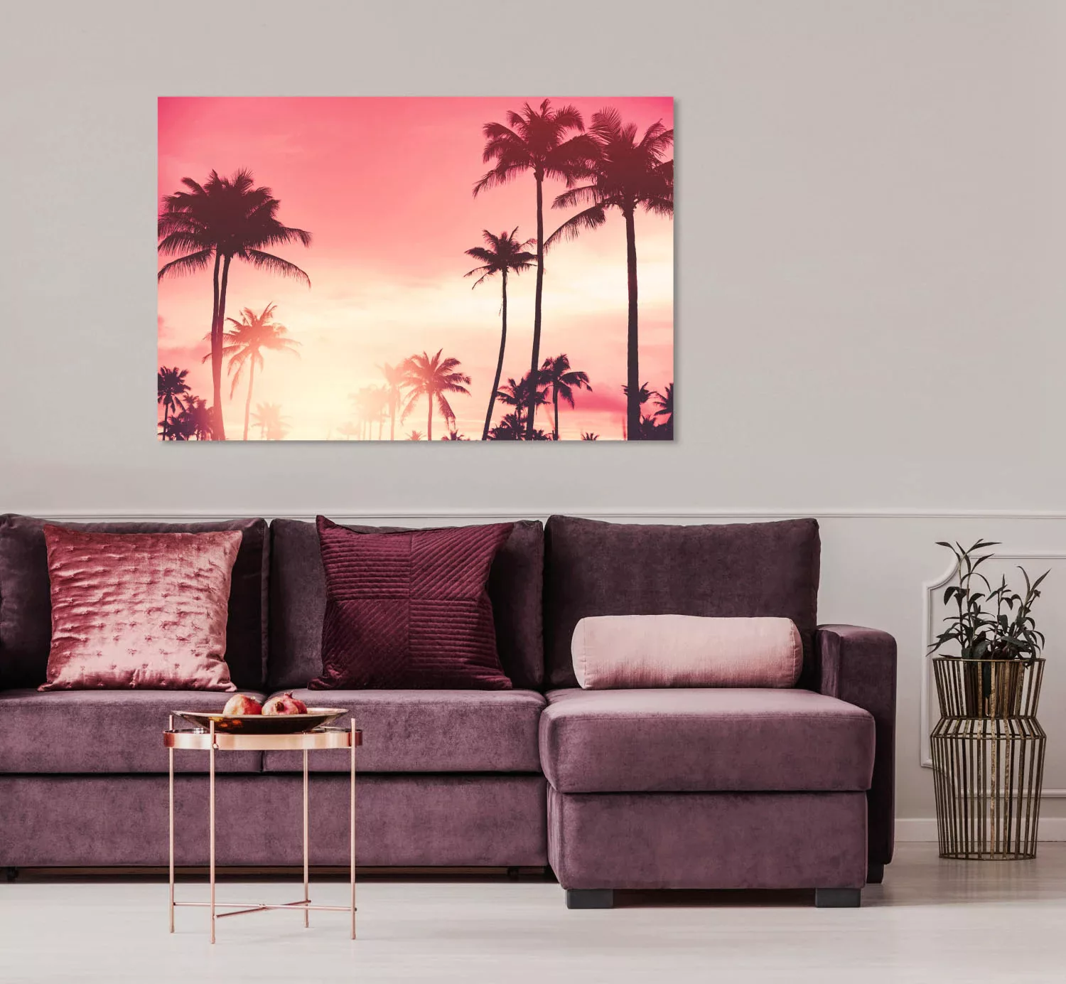 queence Acrylglasbild "Palmen im Sonnenuntergang" günstig online kaufen