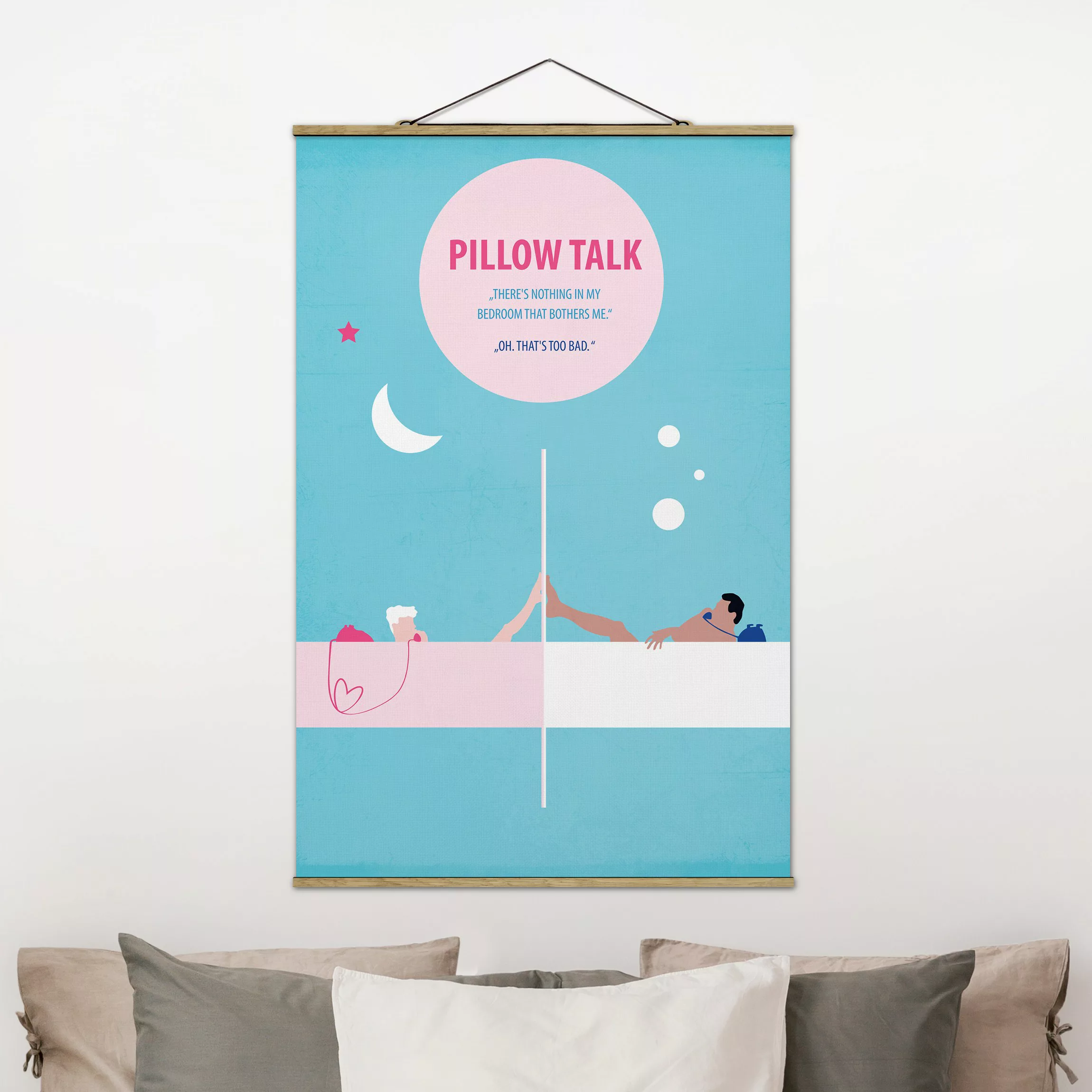 Stoffbild Portrait mit Posterleisten - Hochformat Filmposter Pillowtalk günstig online kaufen