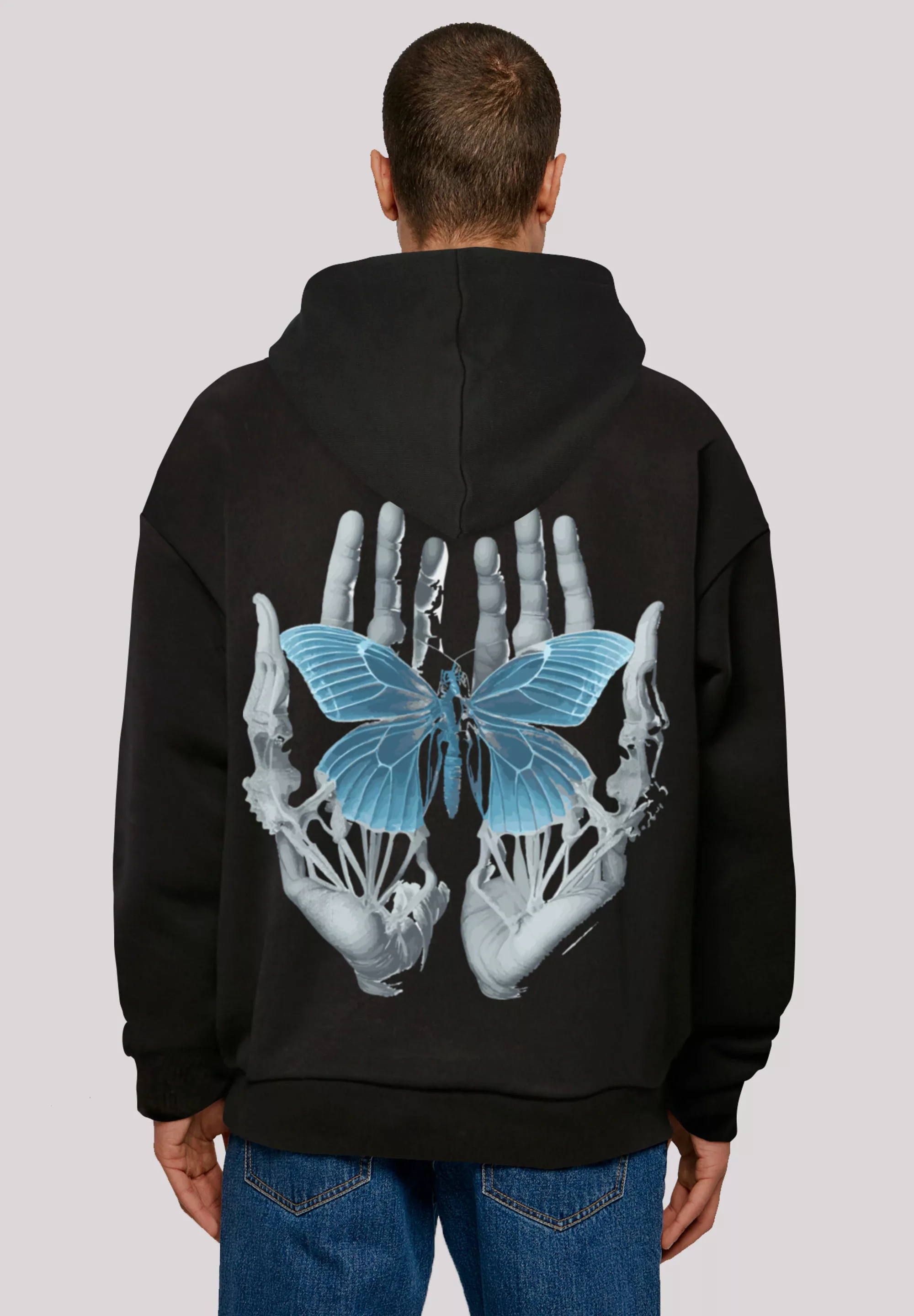 F4NT4STIC Kapuzenpullover "Skelett Hände Schmetterling", Print günstig online kaufen