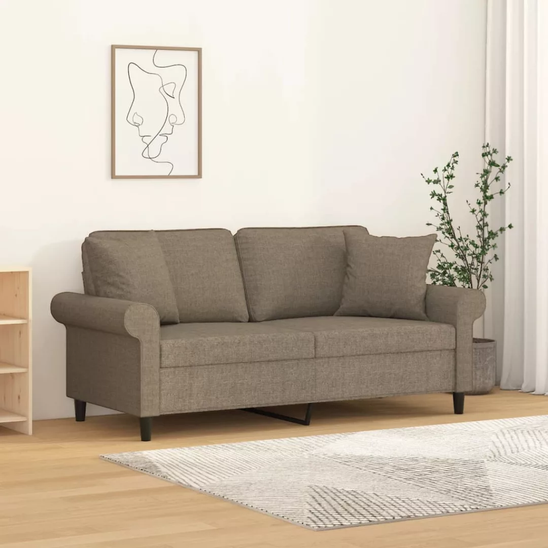 Vidaxl 2-sitzer-sofa Mit Kissen Taupe 140 Cm Stoff günstig online kaufen