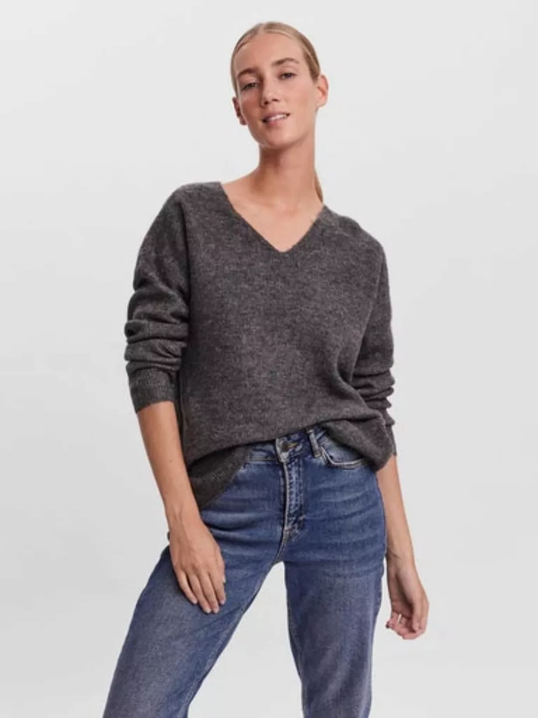Vero Moda V-Ausschnitt-Pullover VMCREWLEFILE LS V-NECK günstig online kaufen