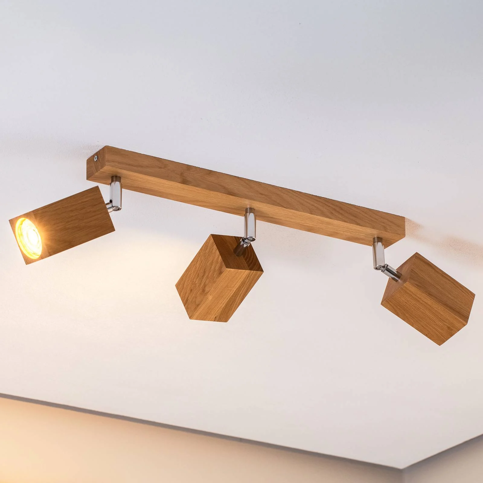 Envostar Peach Puff Deckenspot Holz Quader 3-flg. günstig online kaufen