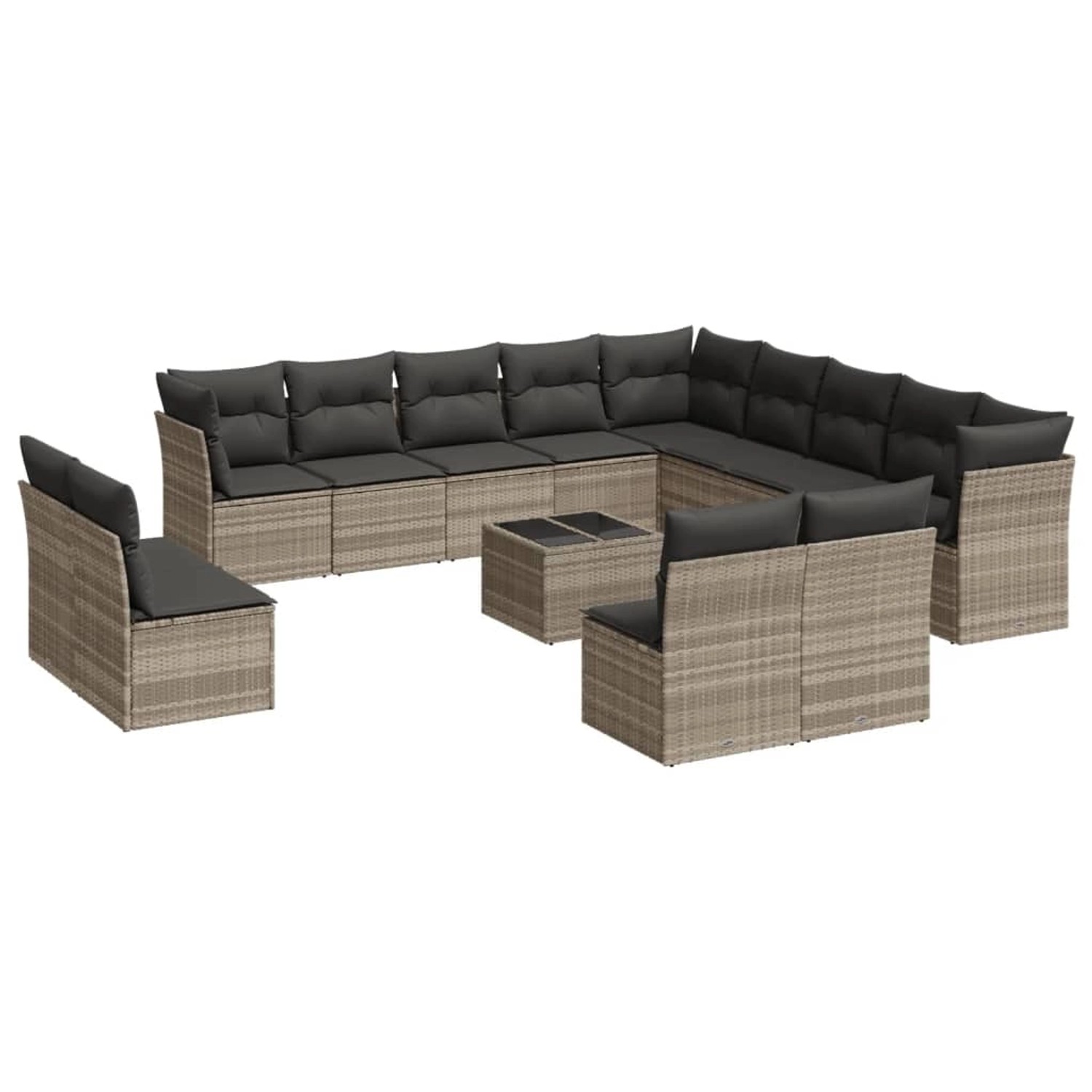 vidaXL 14-Tlg Garten-Sofagarnitur mit Kissen Hellgrau Poly Rattan 3218502 günstig online kaufen