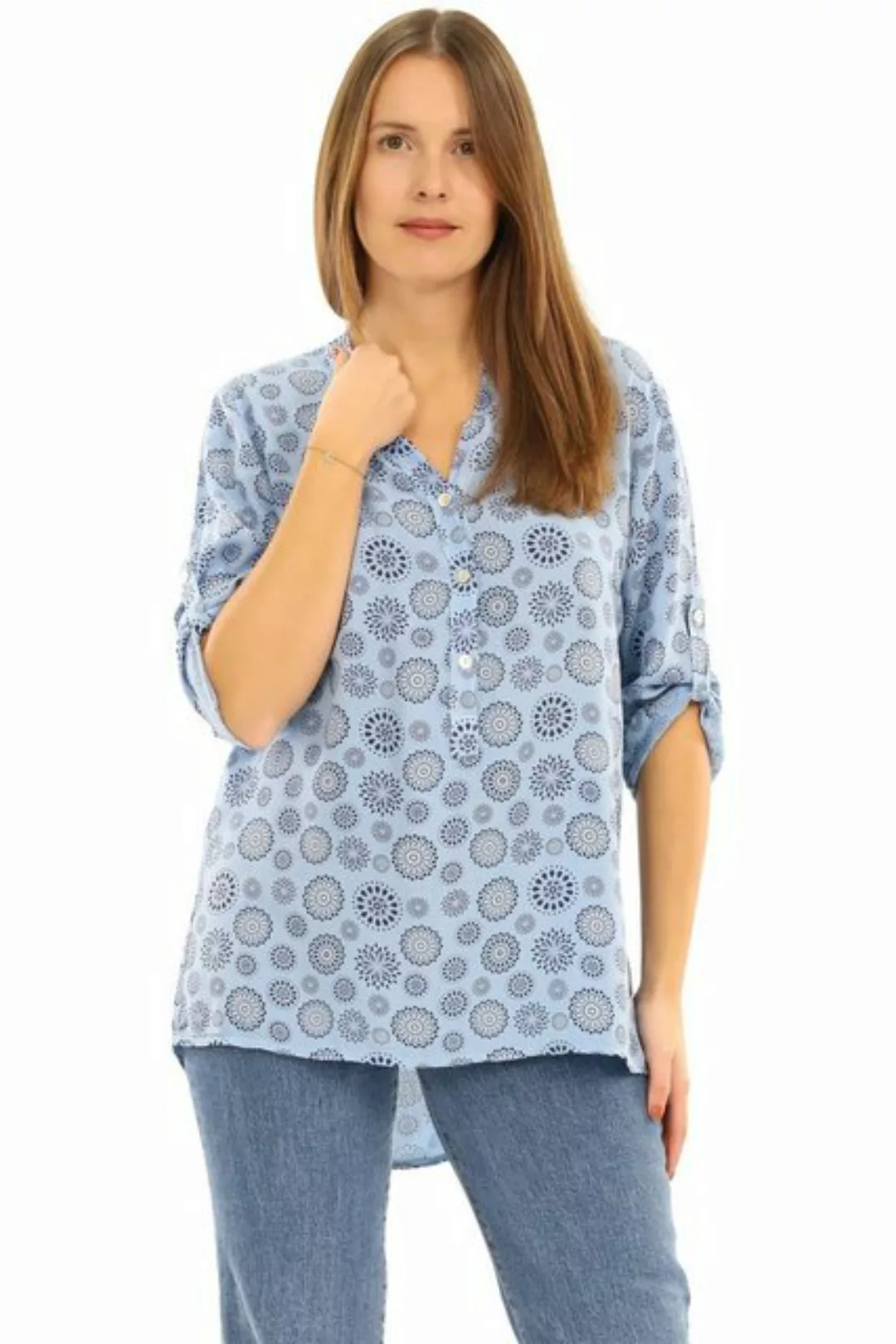 malito more than fashion Schlupfbluse 6703 Bluse mit Kreis Blumen Print 3/4 günstig online kaufen