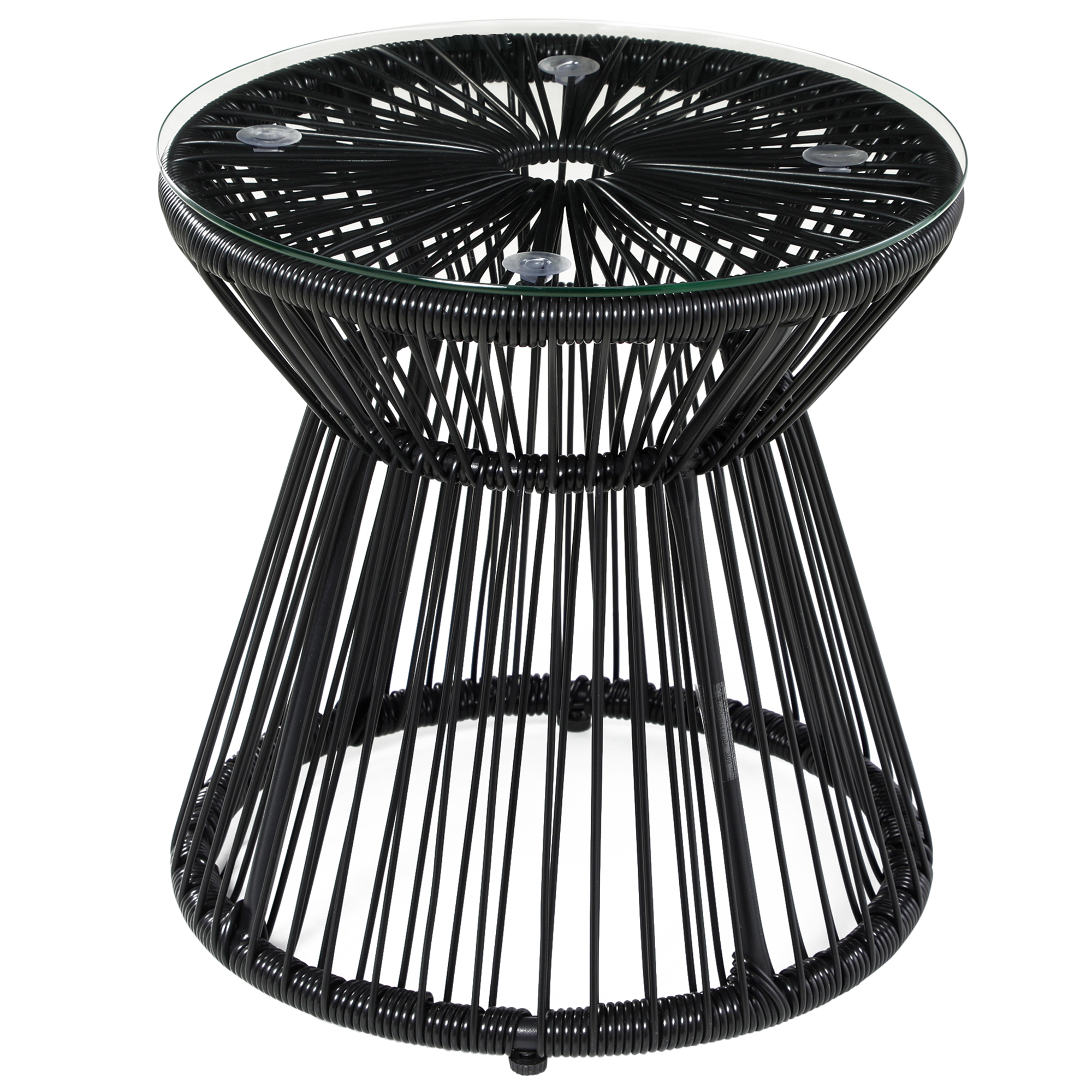 Outsunny Gartentisch rund mit Hohltrommel-Design, Bistrotisch mit Glastisch günstig online kaufen