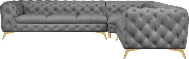 Leonique Chesterfield-Sofa "Ecksofa GLYNIS L-Form mit Wellenunterfederung, günstig online kaufen