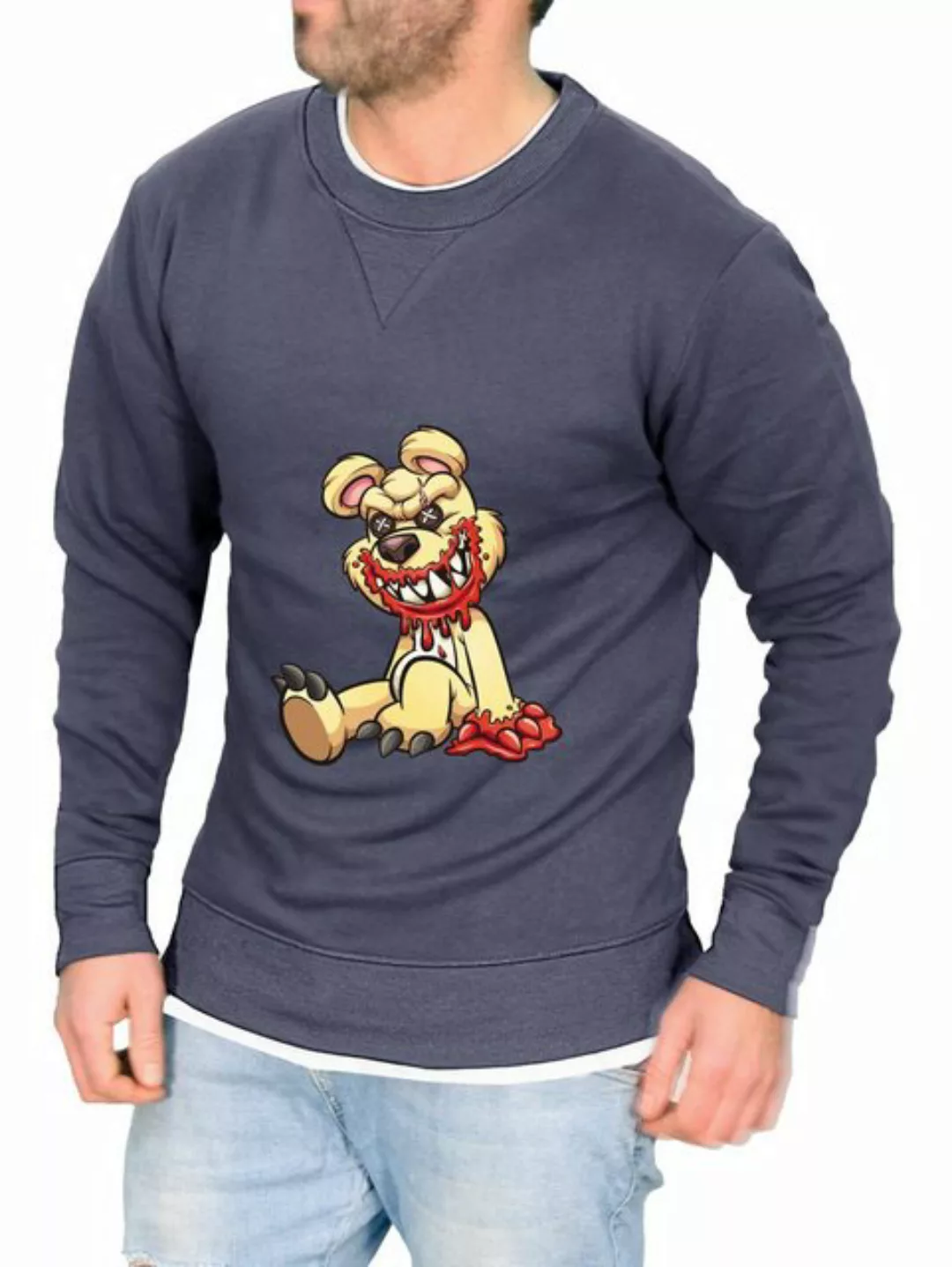 RMK Rundhalspullover Herren Pullover Langarmshirt Sweatshirt Pulli Cartoon günstig online kaufen