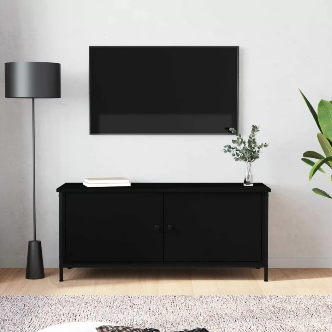 Vidaxl Tv-schrank Mit Türen Schwarz 102x35x45 Cm Holzwerkstoff günstig online kaufen