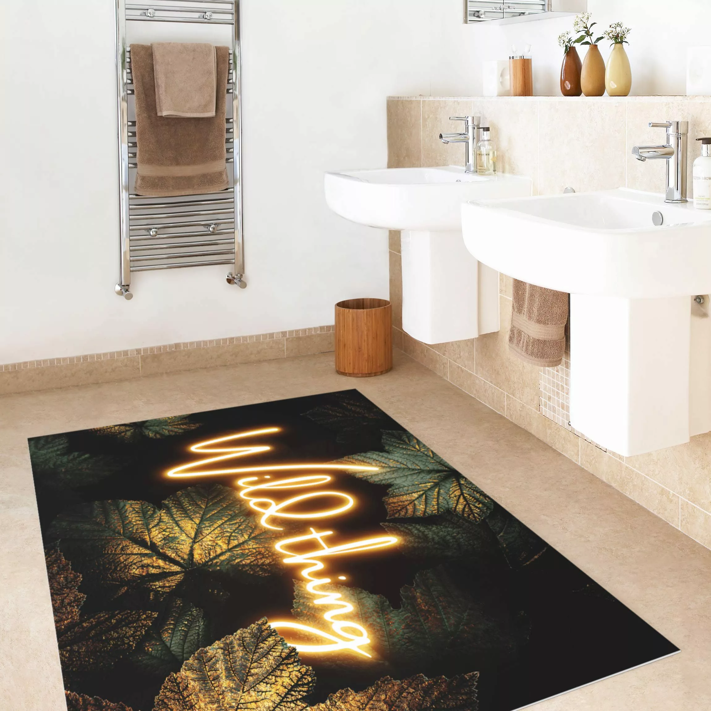 Vinyl-Teppich Wild Thing goldene Blätter günstig online kaufen