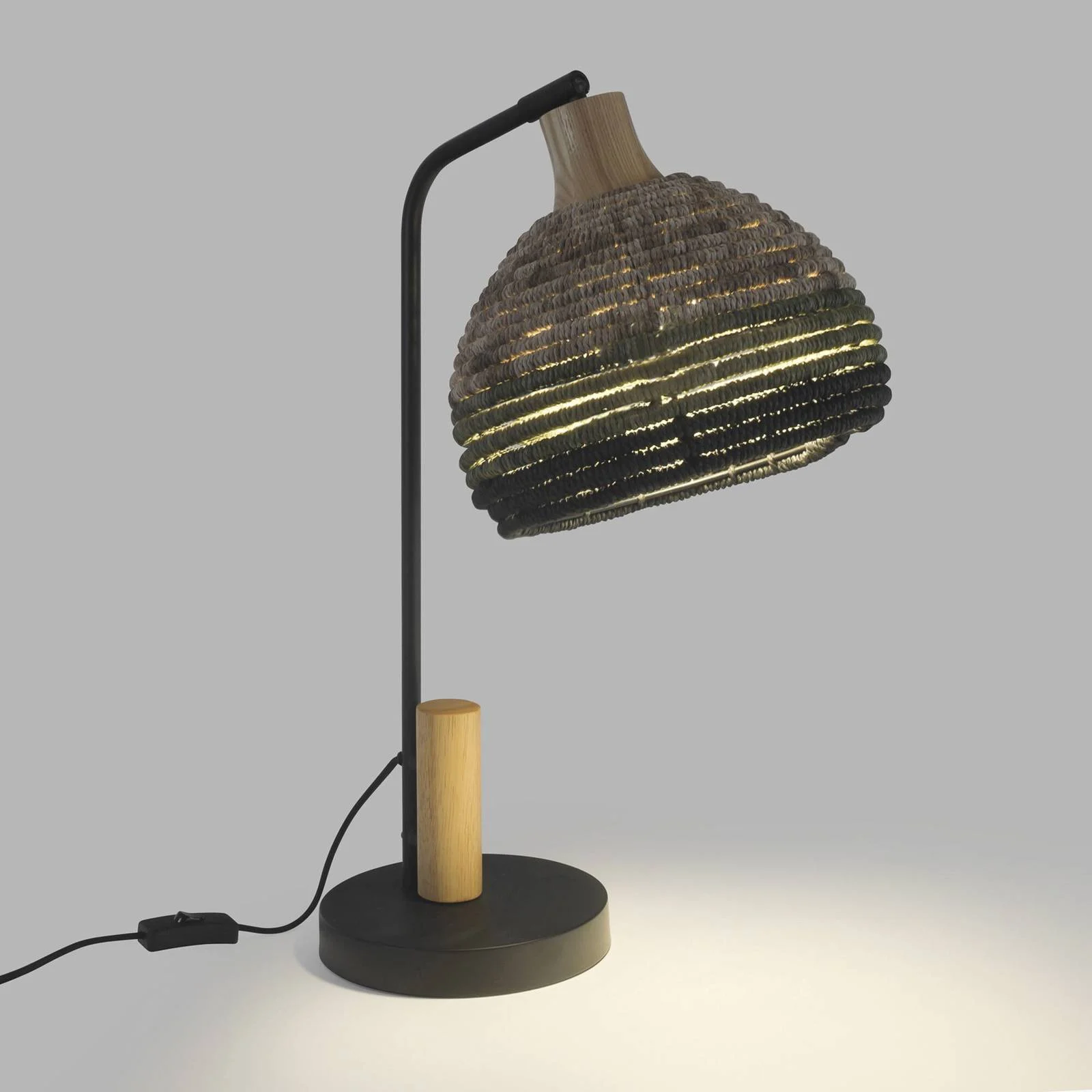 Forlight Tischlampe Korg, bunt, Schnur/Holz, Höhe 54 cm günstig online kaufen