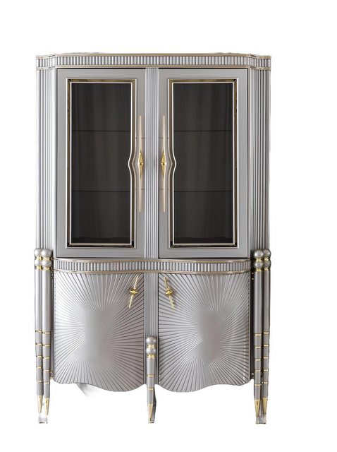 JVmoebel Vitrine Vitrine Grau Esszimmer Schrank Regal Design Elegantes Möbe günstig online kaufen