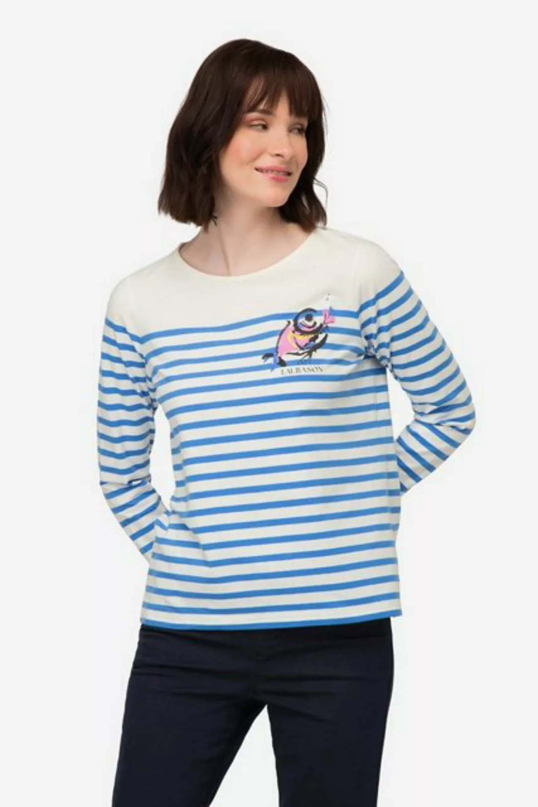 Laurasøn Rundhalsshirt T-Shirt Ringel Fisch Motiv Rundhals Langarm günstig online kaufen