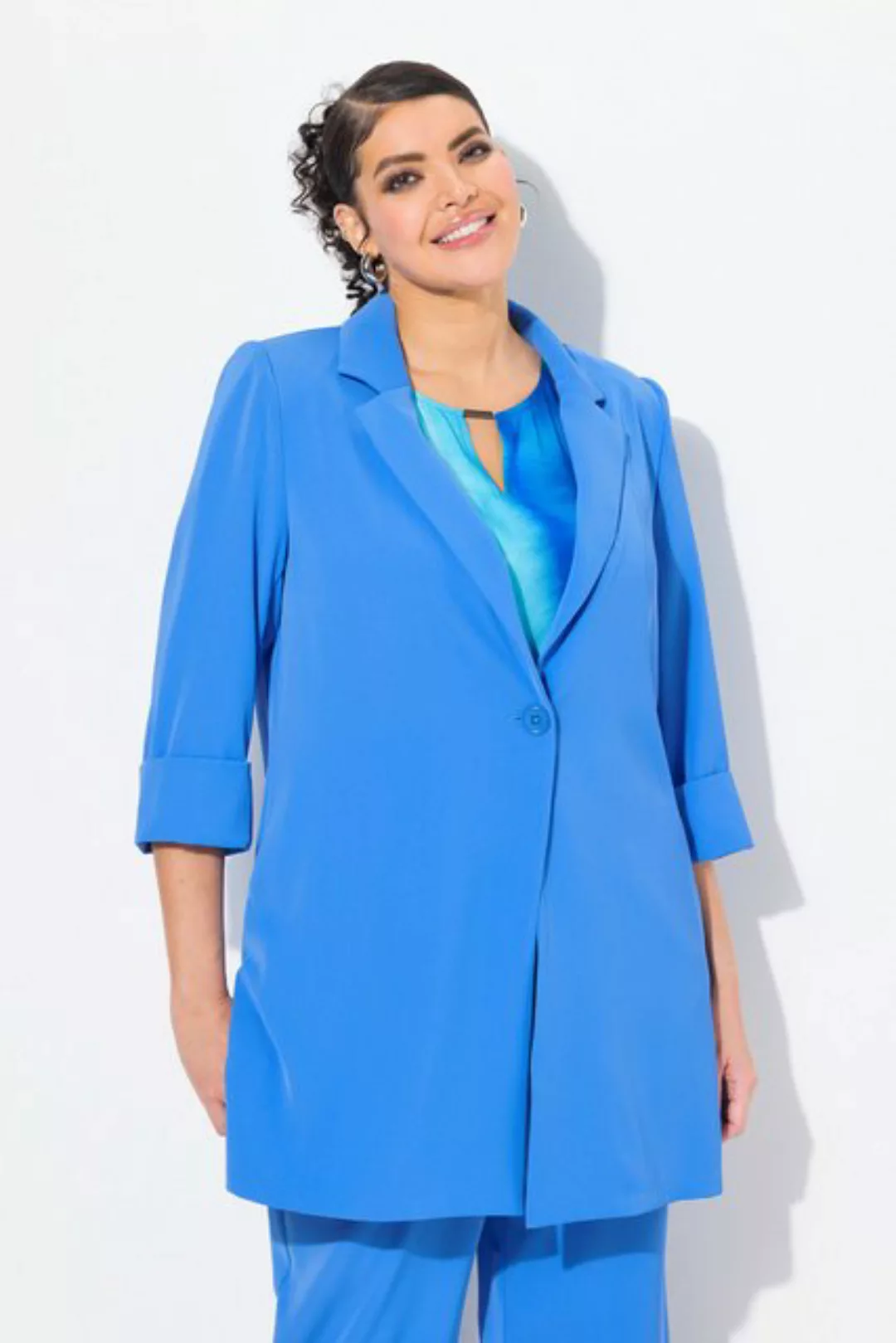 Ulla Popken Blusenblazer Blazer Reverskragen Knopfverschluss 3/4-Arm günstig online kaufen