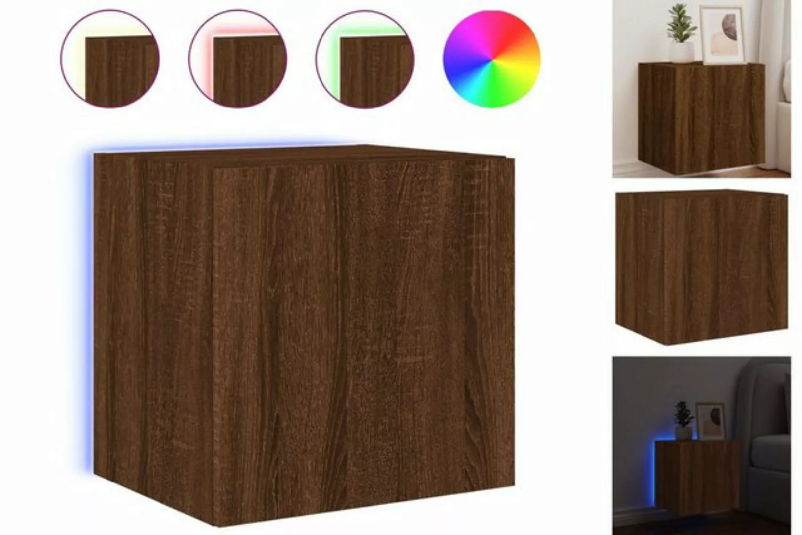 vidaXL Hängeschrank Hängeschrank Wandschrank mit LED-Leuchten Braun Eichen- günstig online kaufen