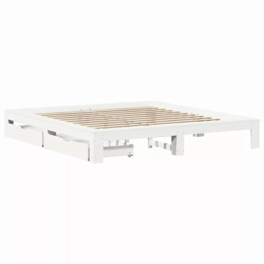 vidaXL Bett Massivholzbett ohne Matratze Weiß 200x200 cm Kiefernholz günstig online kaufen