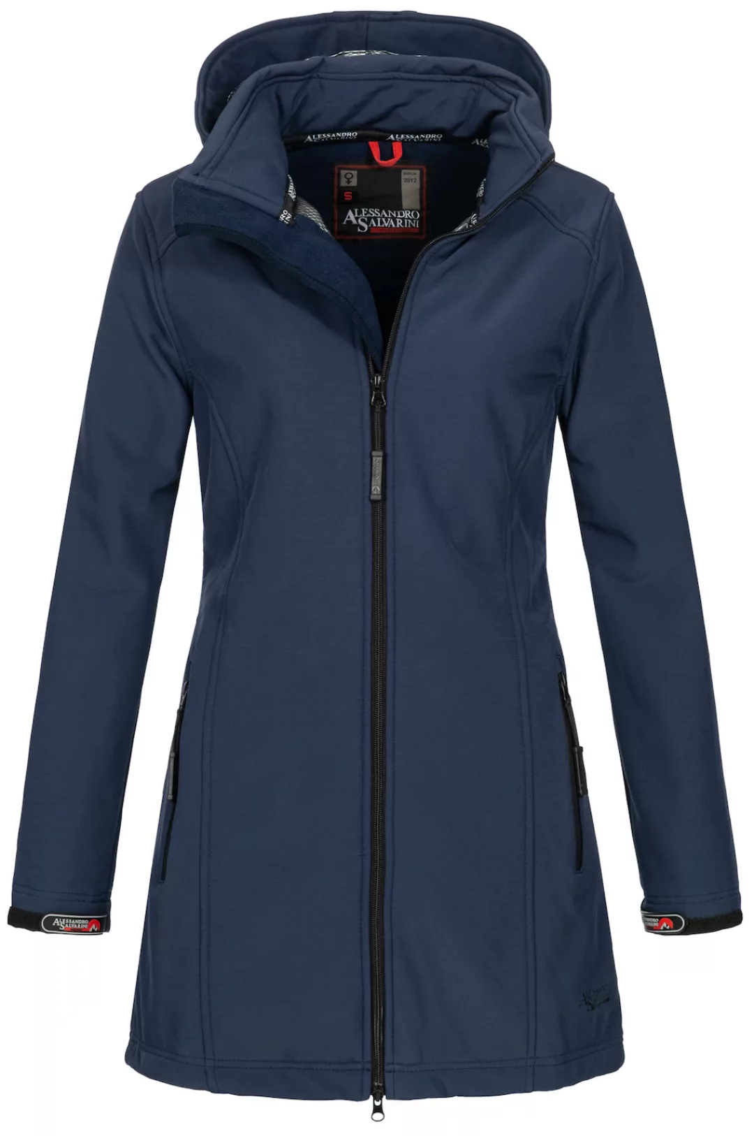 Alessandro Salvarini Softshelljacke "Alessia", lang mit abnehmbarer Kapuze günstig online kaufen