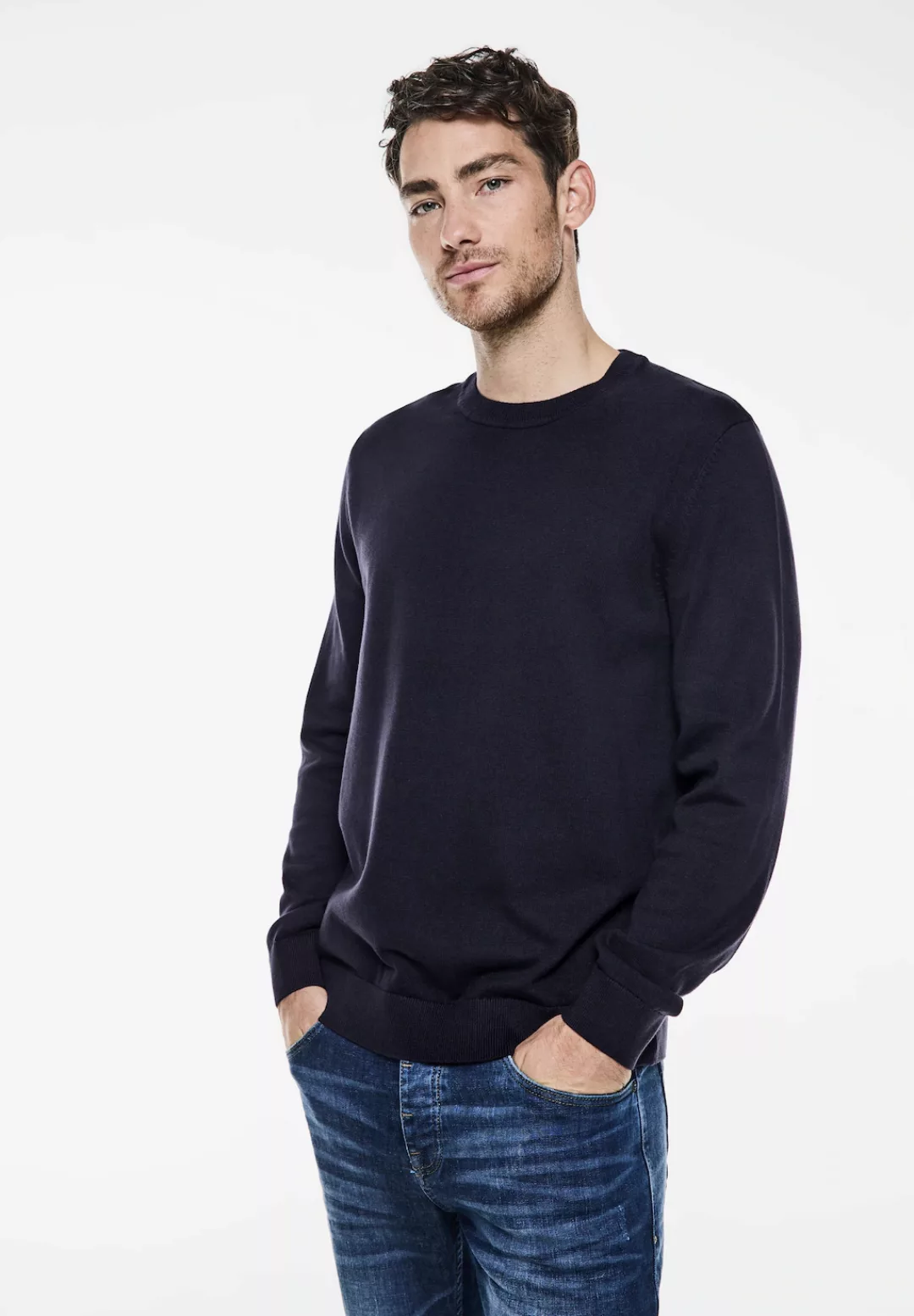 STREET ONE MEN Strickpullover, mit Rundhalsausschnitt günstig online kaufen