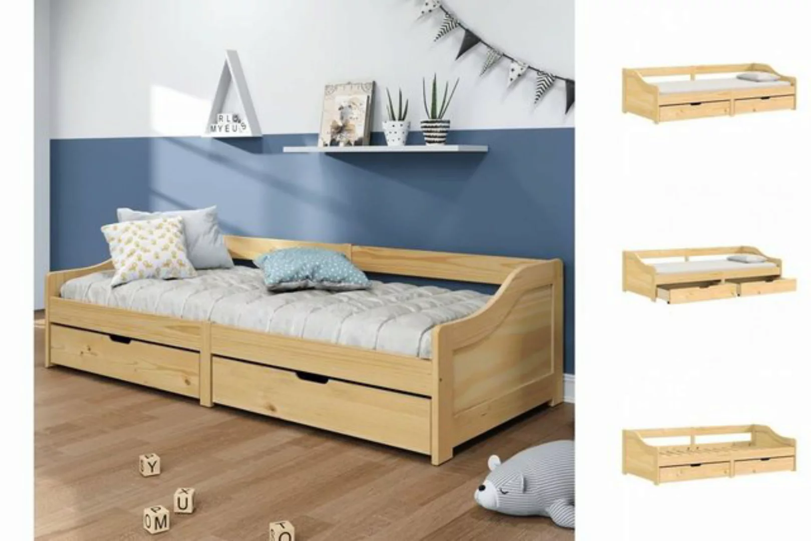 vidaXL Bett Tagesbett mit 2 Schubladen IRUN 90x200 cm Massivholz Kiefer günstig online kaufen