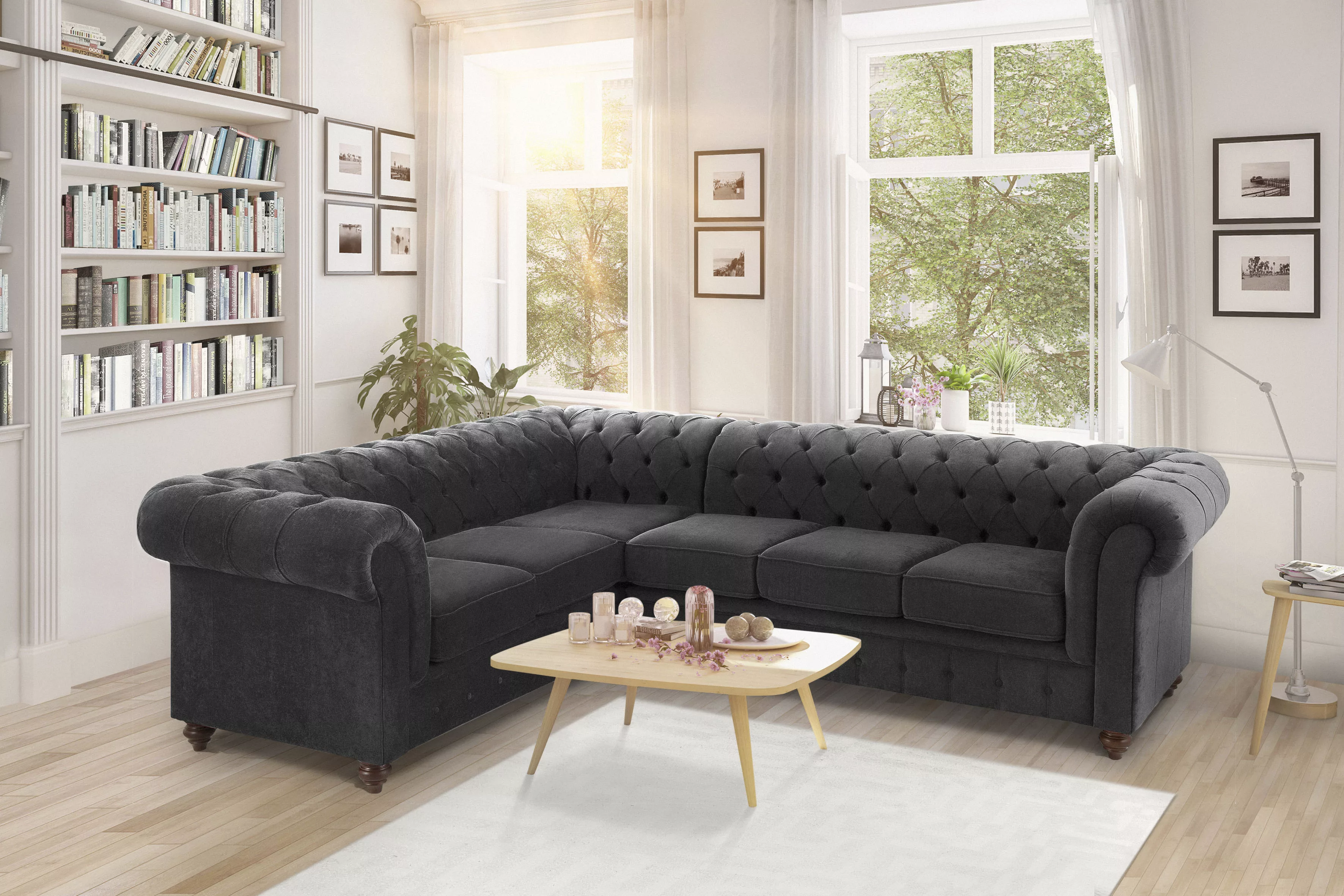 Home affaire Chesterfield-Sofa »Duc Ecksofa L-Form«, hochwertige Knopfheftu günstig online kaufen