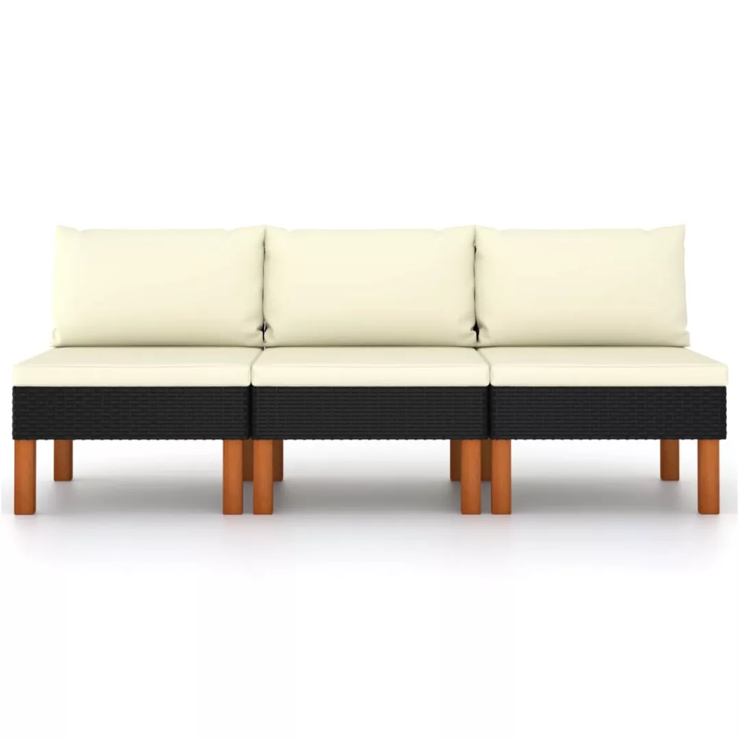 Mittelsofas 3 Stk. Poly Rattan Und Eukalyptus Massivholz günstig online kaufen