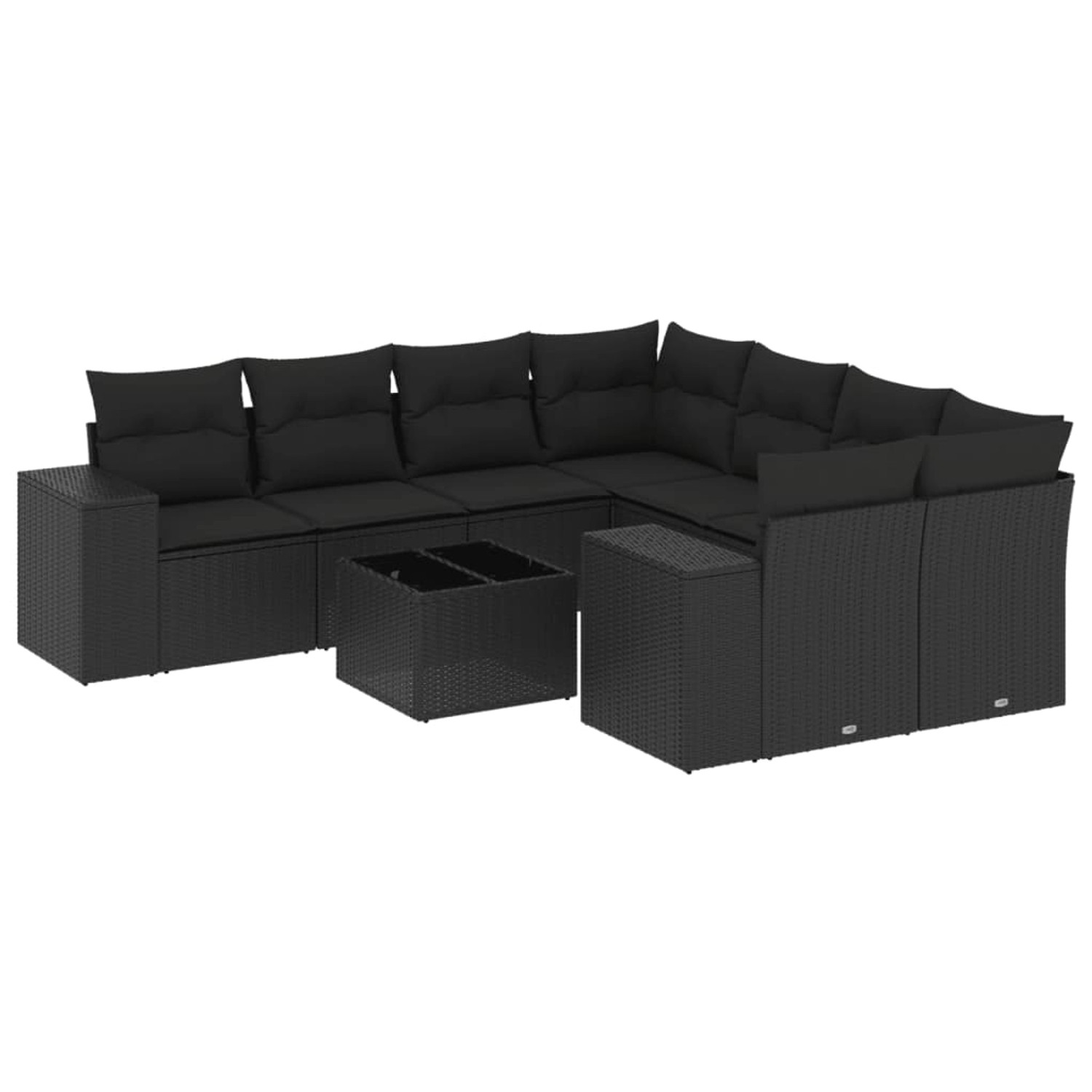 vidaXL 9-Tlg Garten-Sofagarnitur mit Kissen Schwarz Poly Rattan 3254692 günstig online kaufen