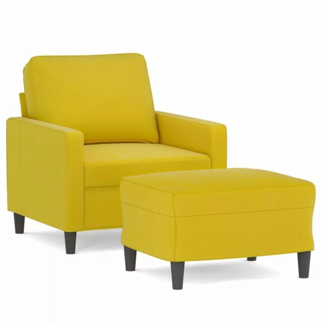 vidaXL Sofa Sessel mit Hocker Samt, Gelb günstig online kaufen